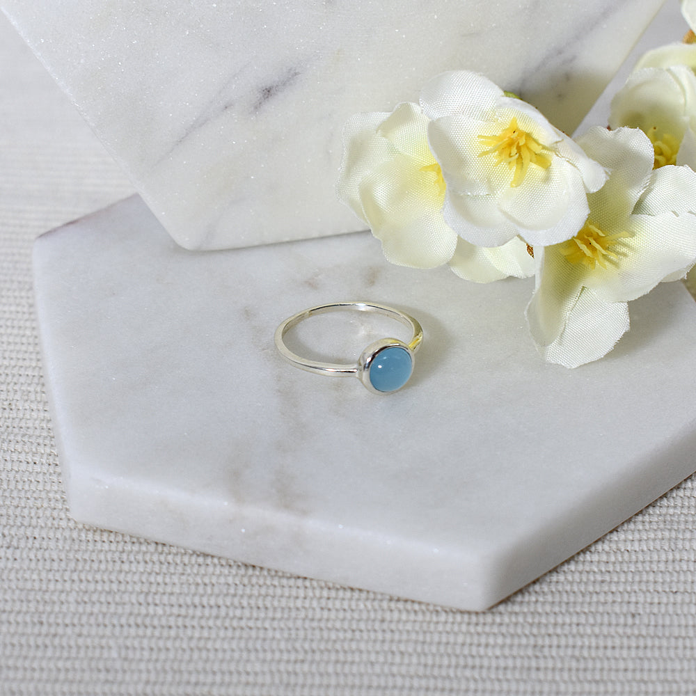 Bridget simple round blue chalcedony ring