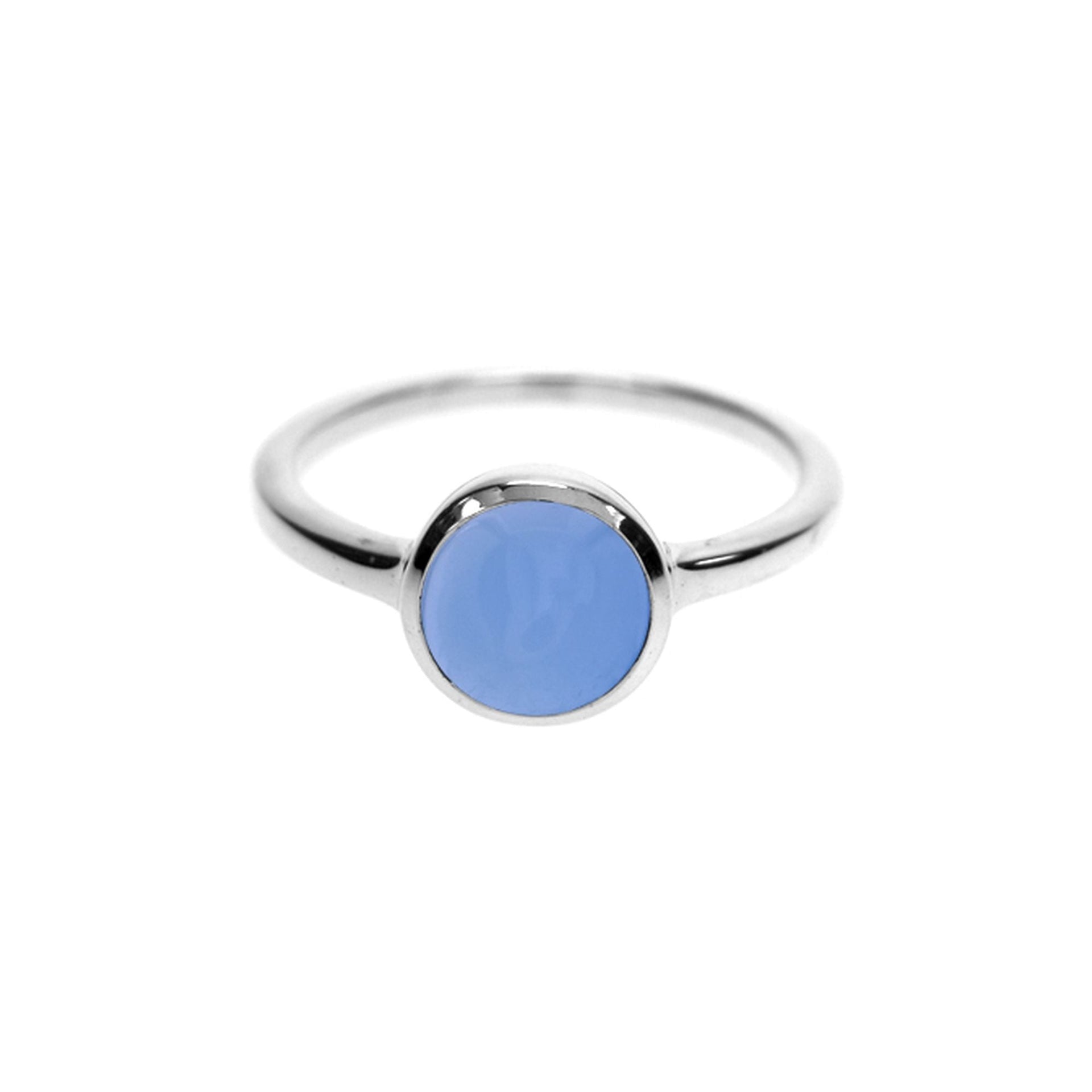 Bridget simple round blue chalcedony ring