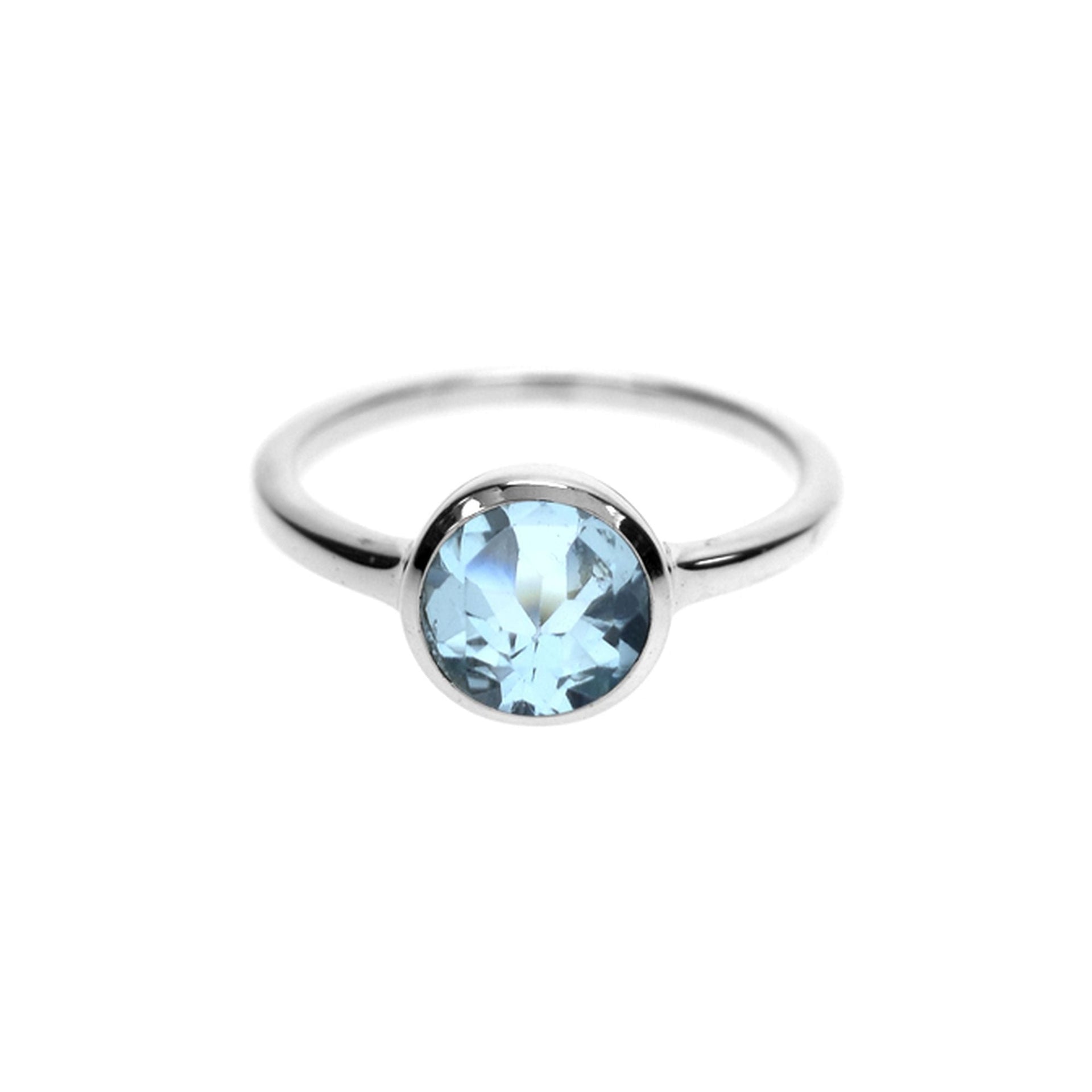 Bridget simple round blue topaz ring