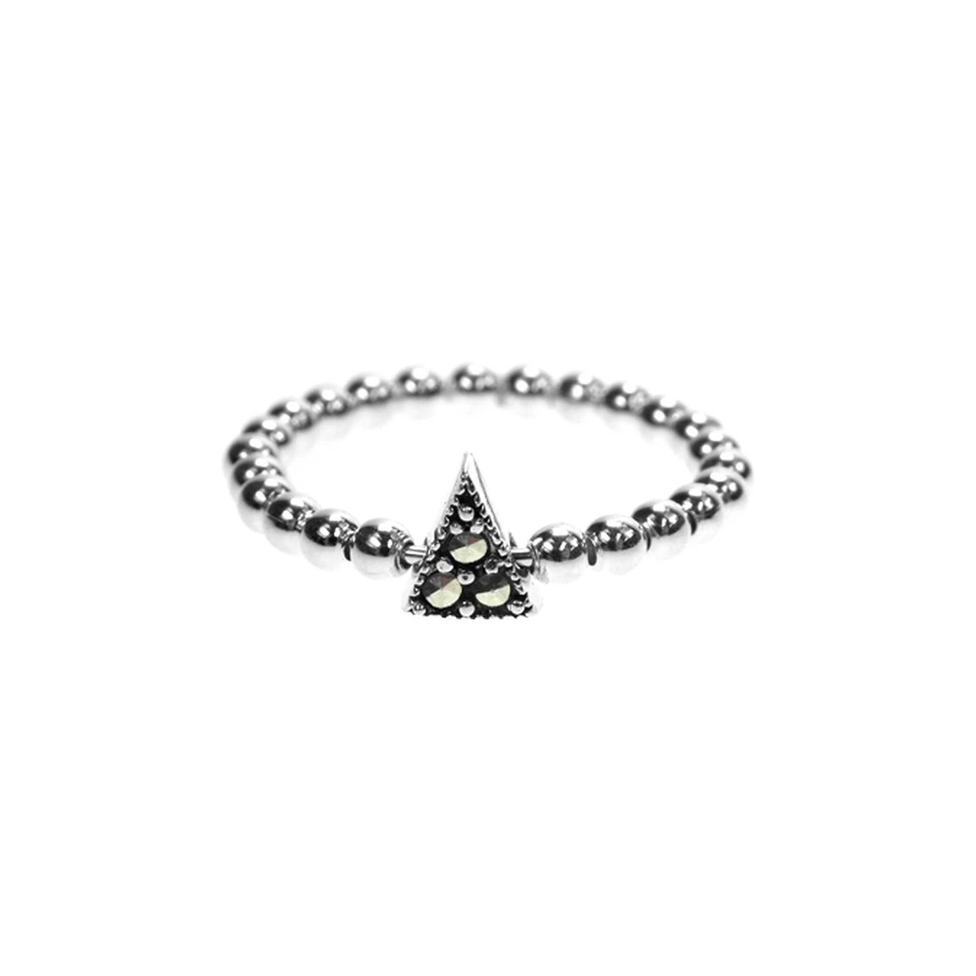 Marcasite twizzle triangle cluster with detail ring