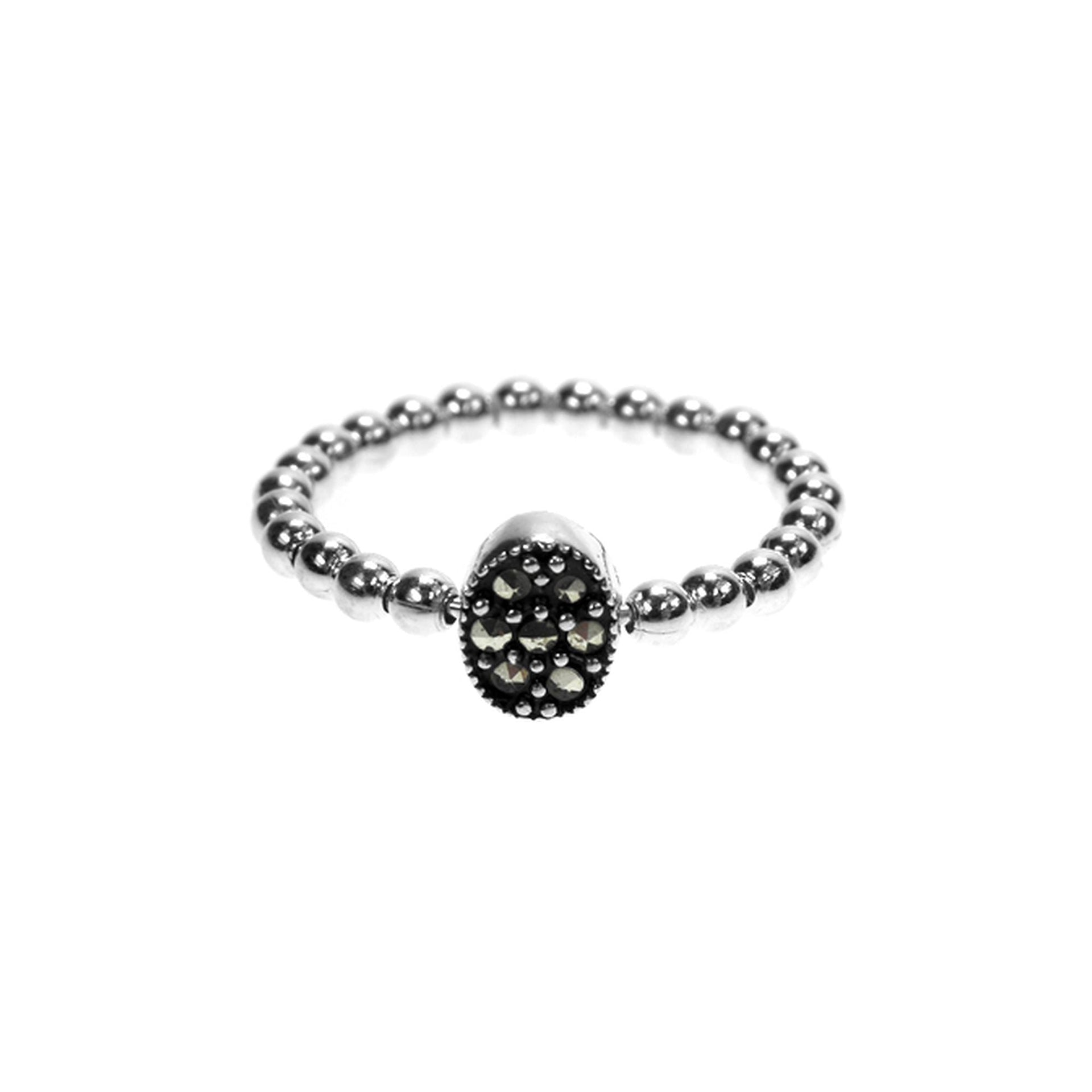 Marcasite twizzle oval cluster with detail ring
