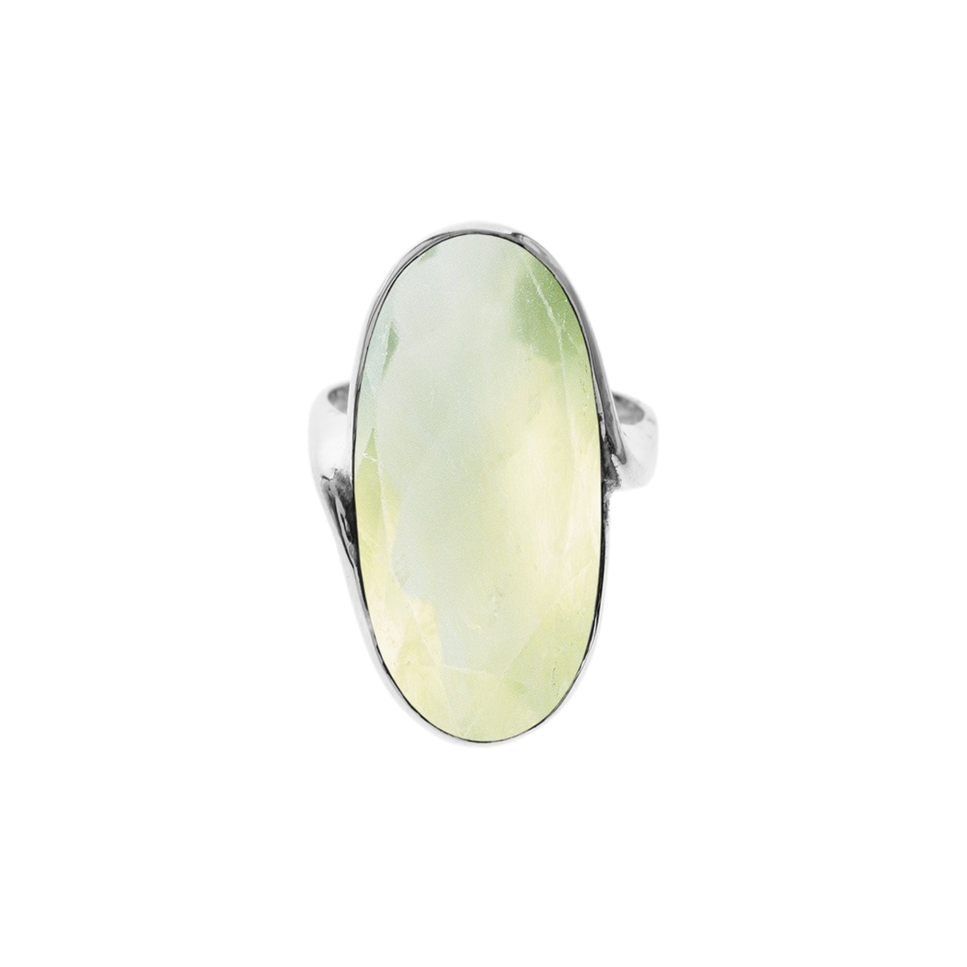 Samira deep oval prehnite ring