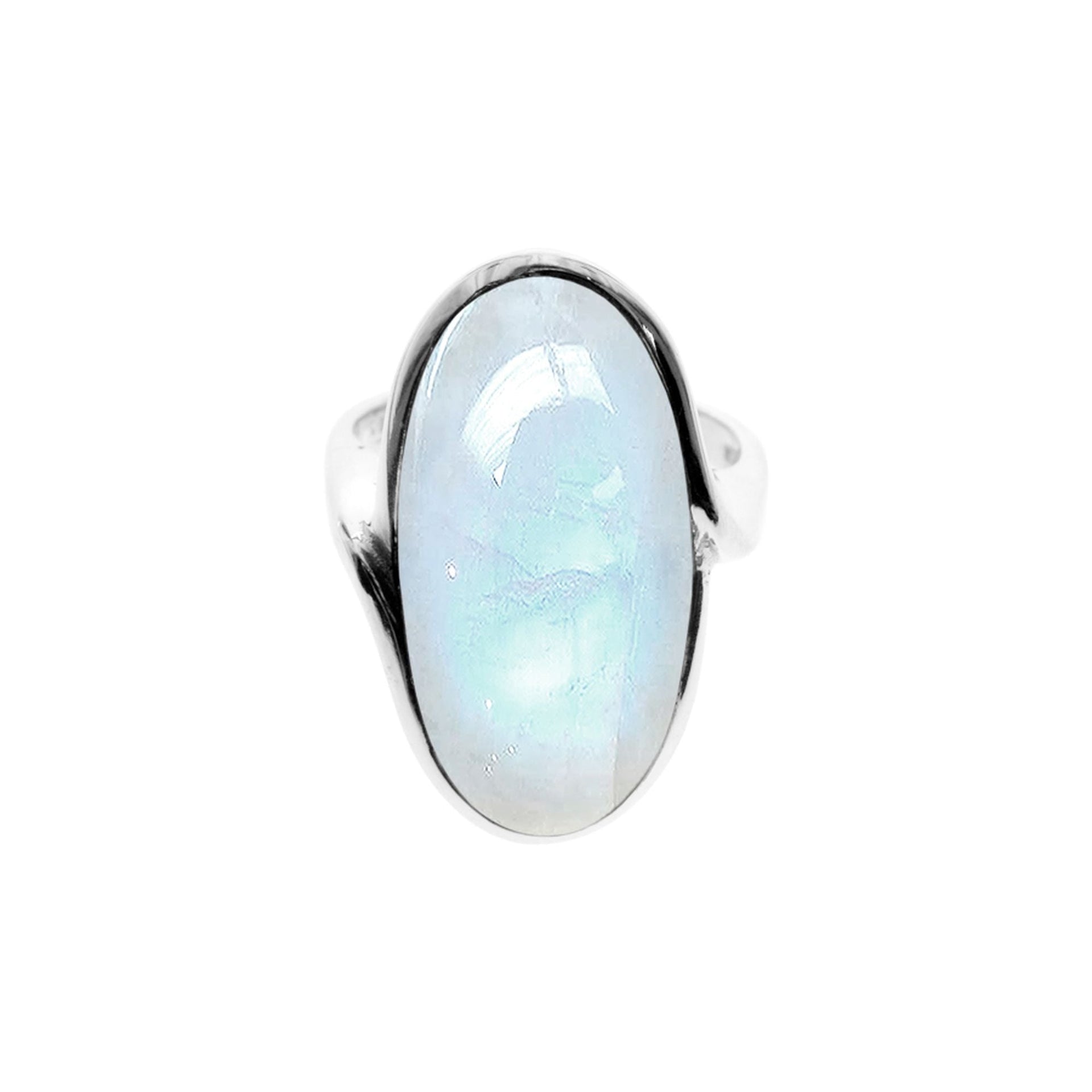 Samira deep oval rainbow moonstone ring
