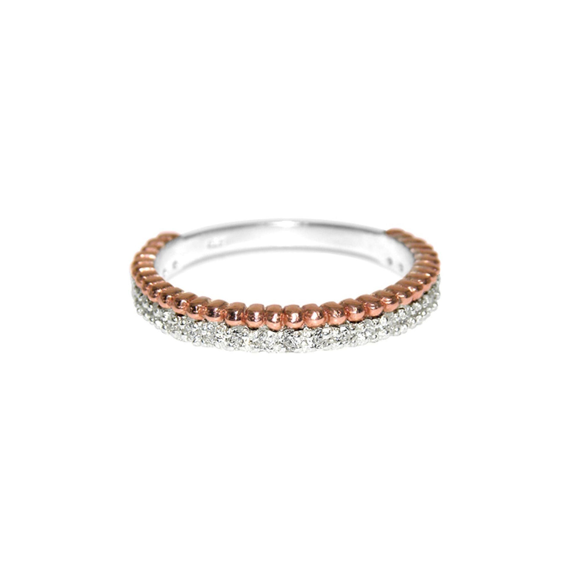 CZ & rose gold plated beaded shoulder ring