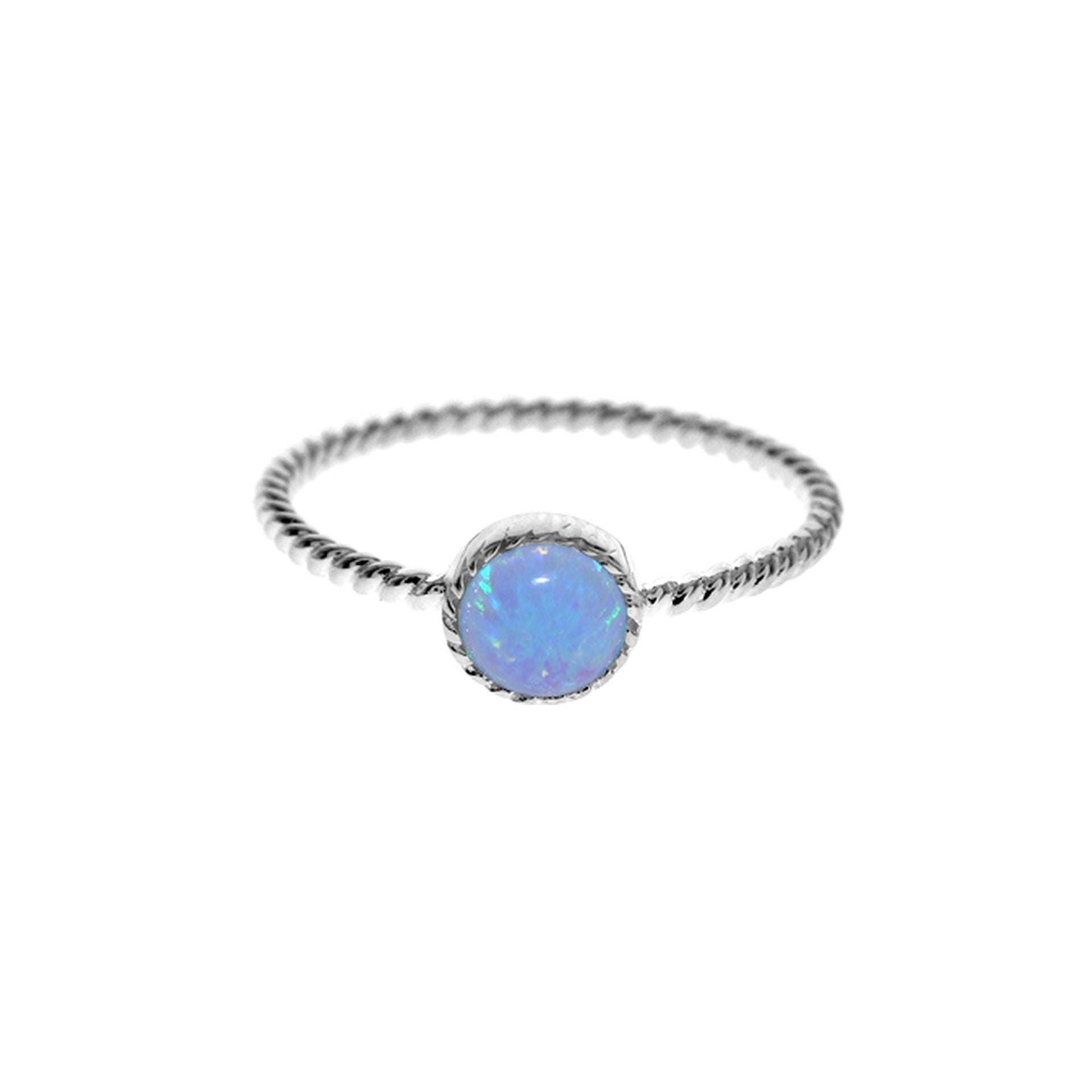 Bethan rope effect with round blue opalique ring