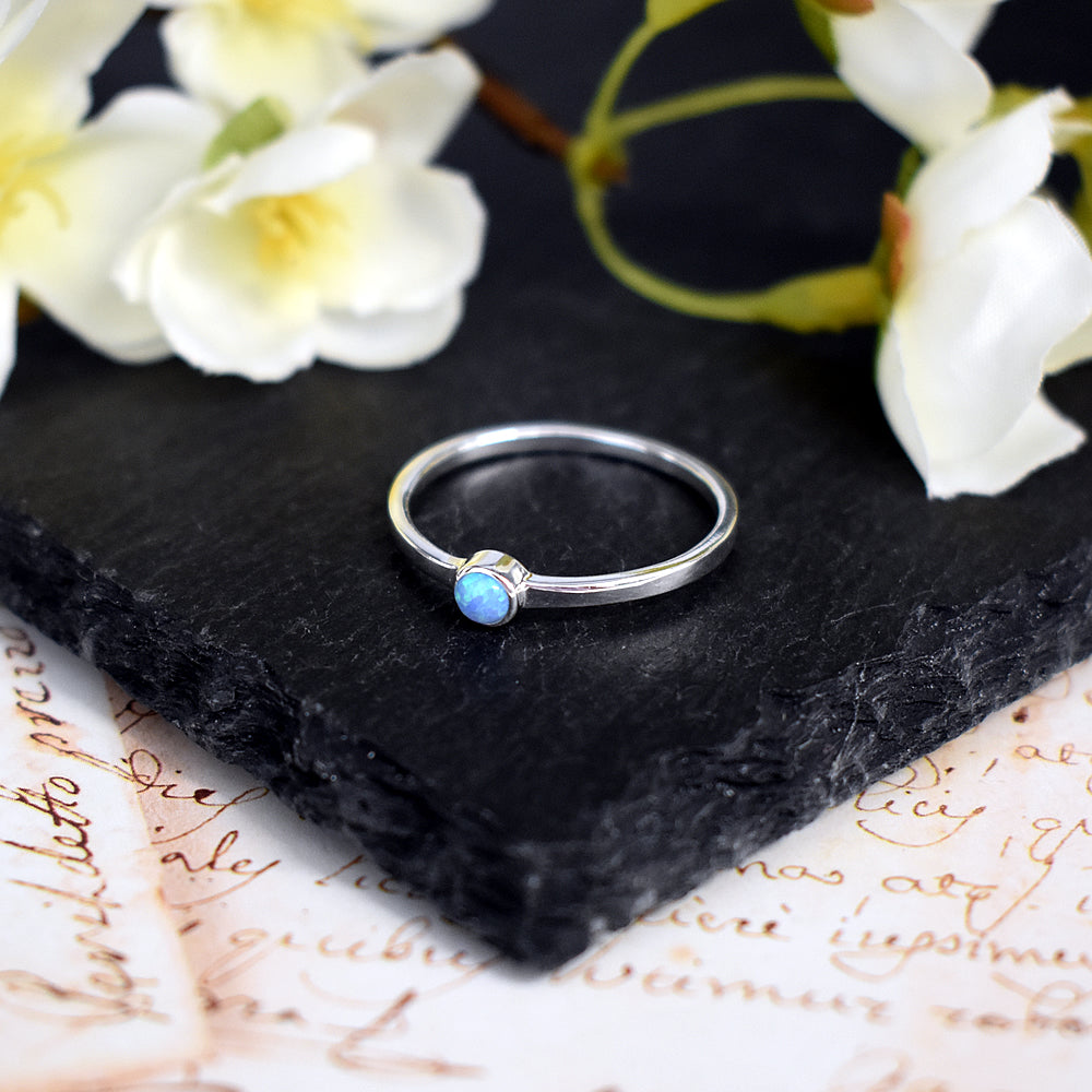 Angelica blue opalique solitaire ring