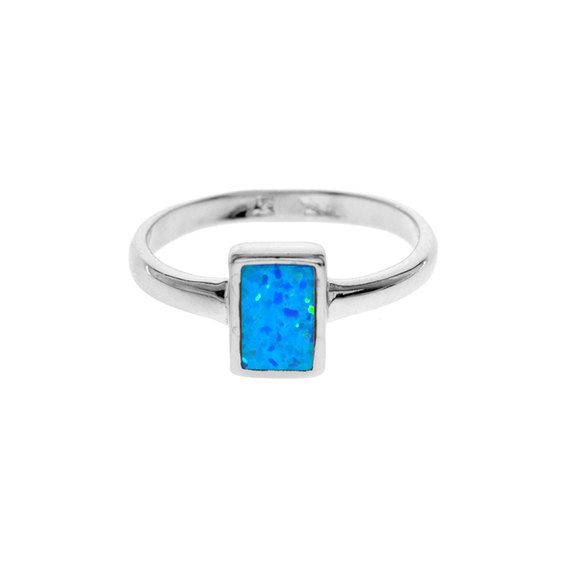 Diana inlaid blue opalique rectangle ring