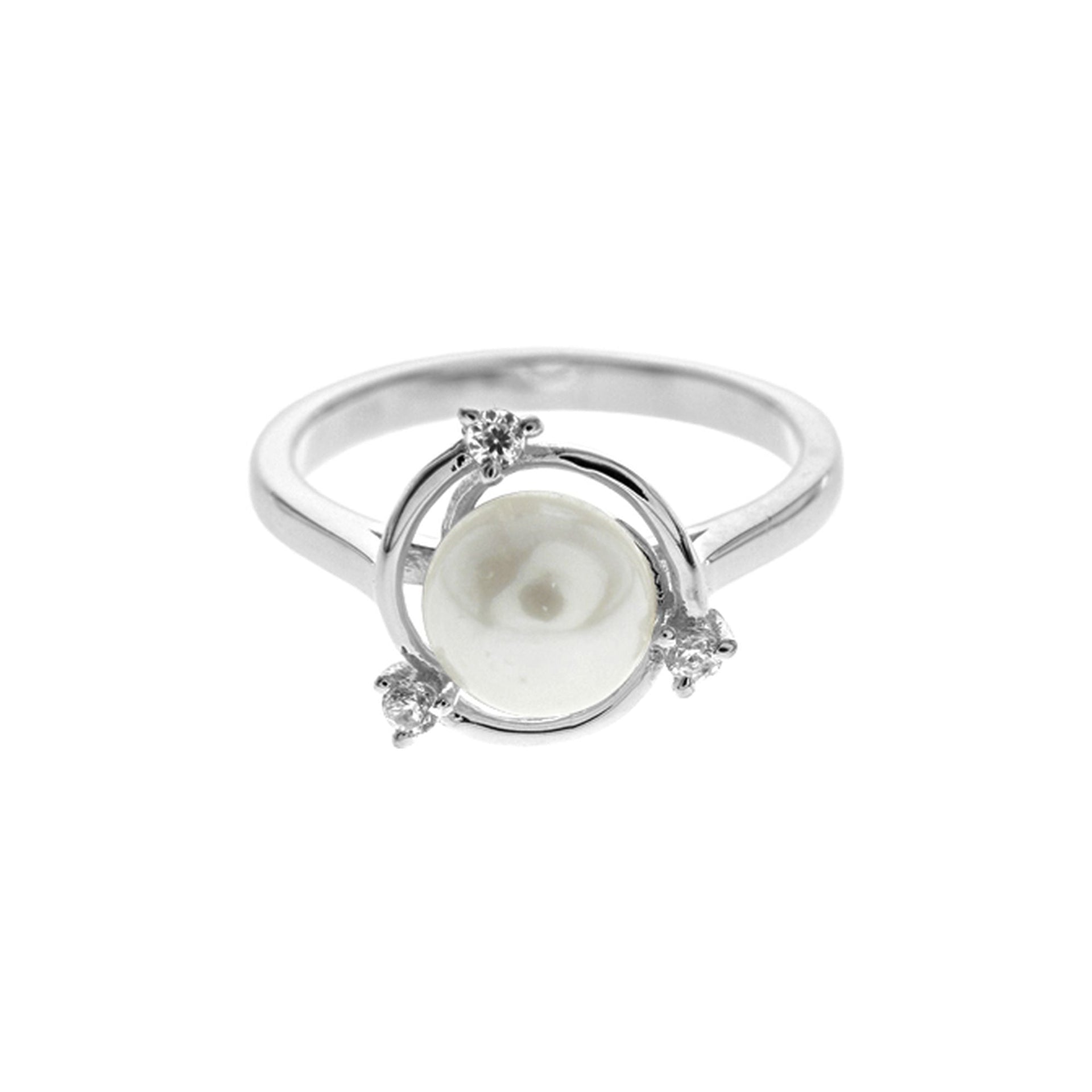 Pearl-set hoop swirl & CZ ring
