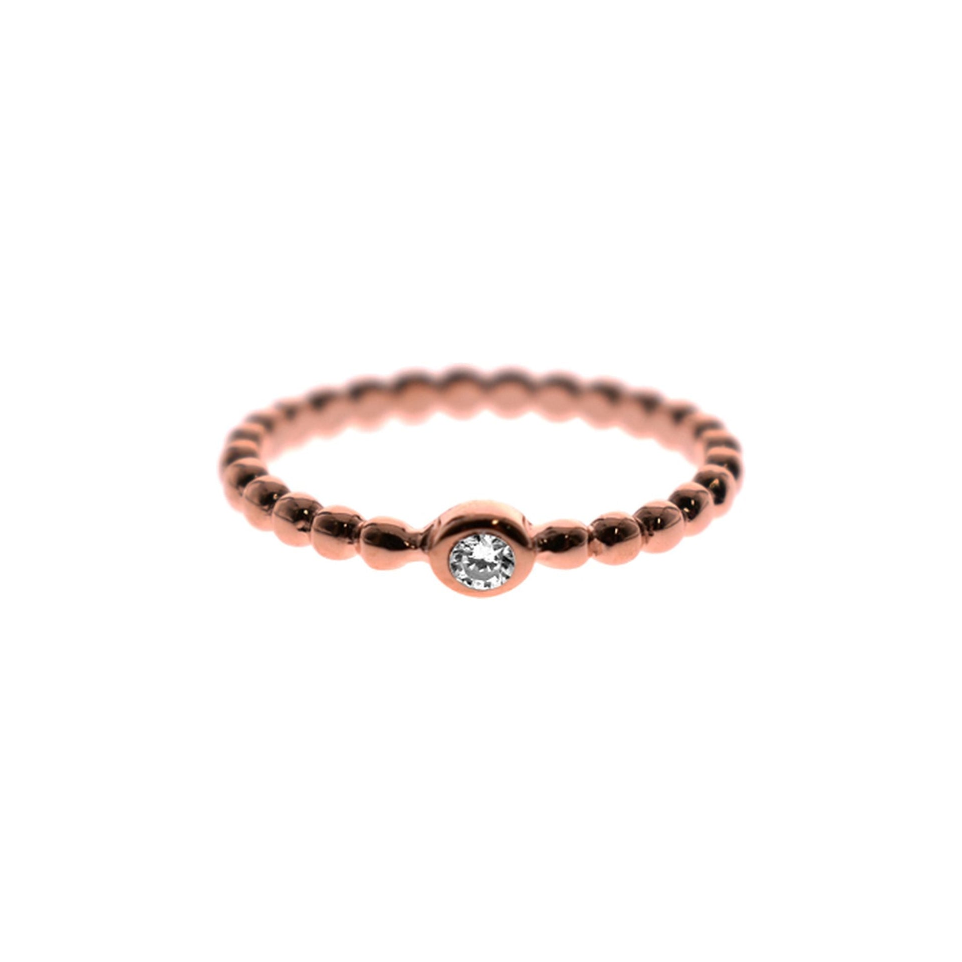 Rose gold plated beaded ring with CZ