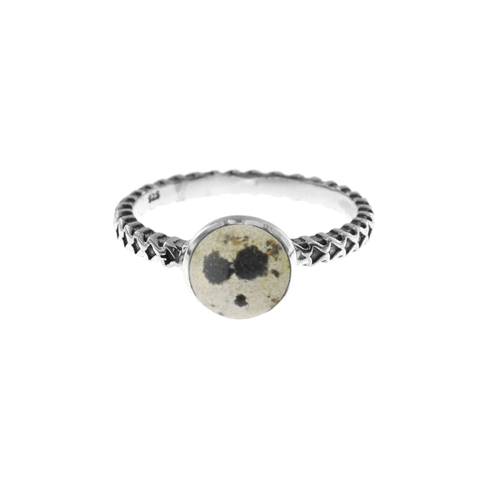 Catalina dalmatian jasper patterned band ring