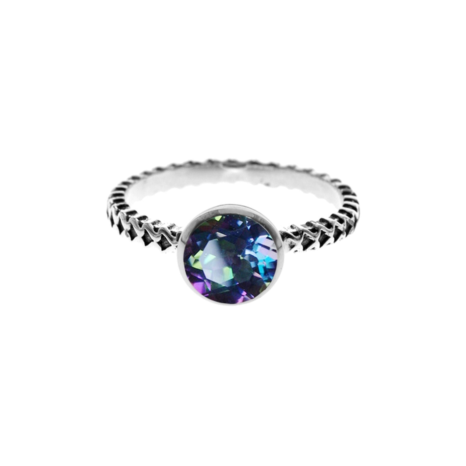 Catalina mystic topaz patterned band ring