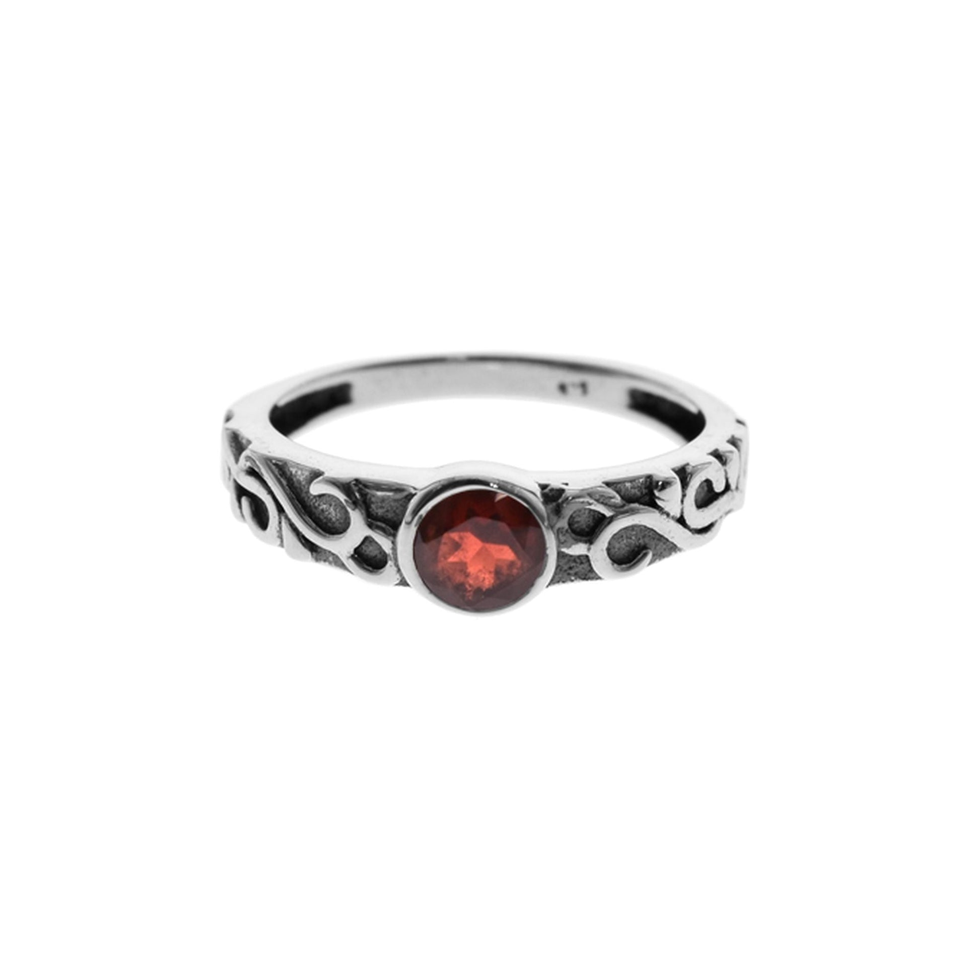 Betsy garnet facet Celtic style ring