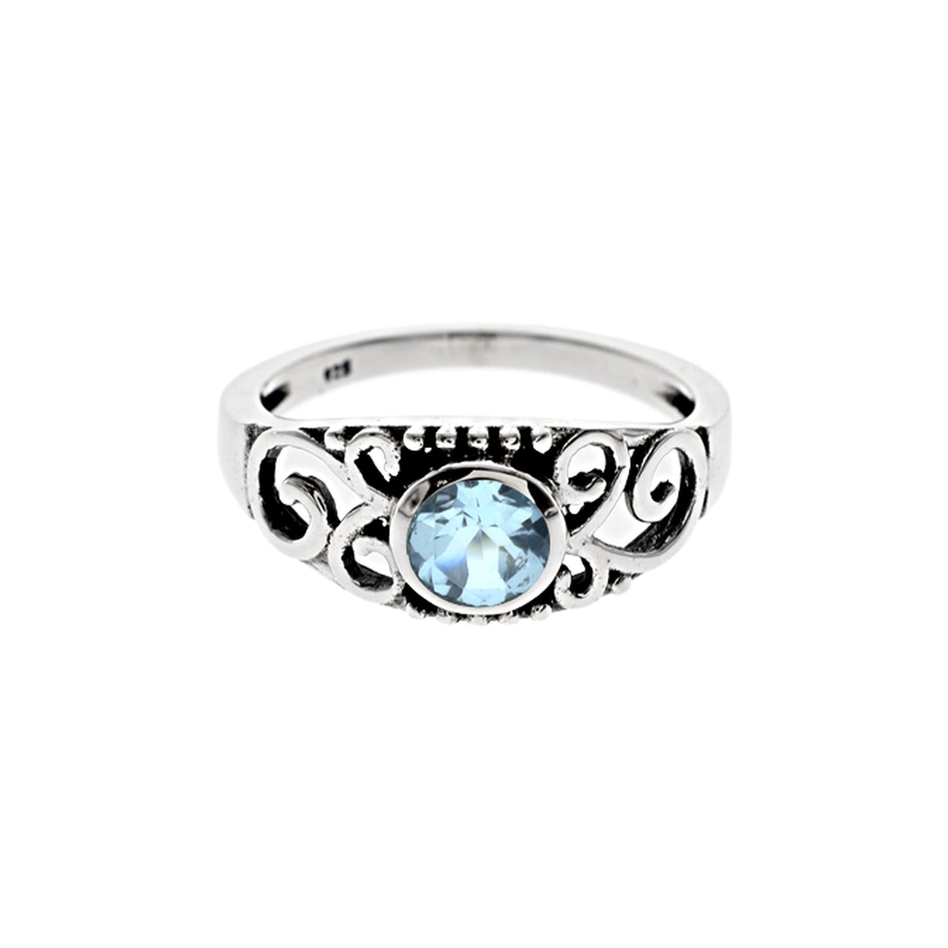 Catalina blue topaz Celtic ring