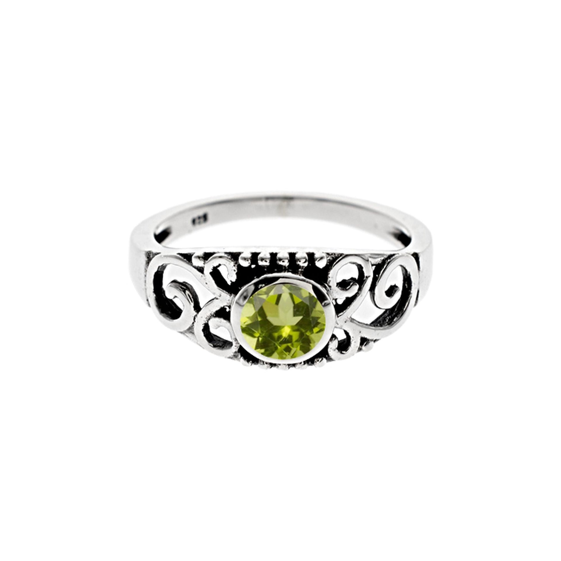 Catalina peridot facet Celtic ring