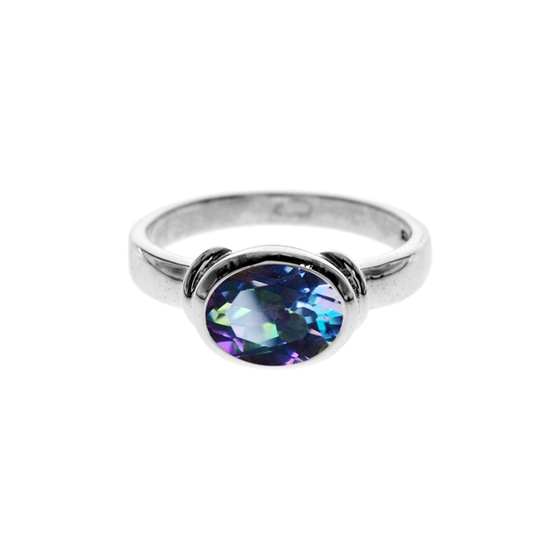 Lola oval mystic topaz ring with shoulder detail