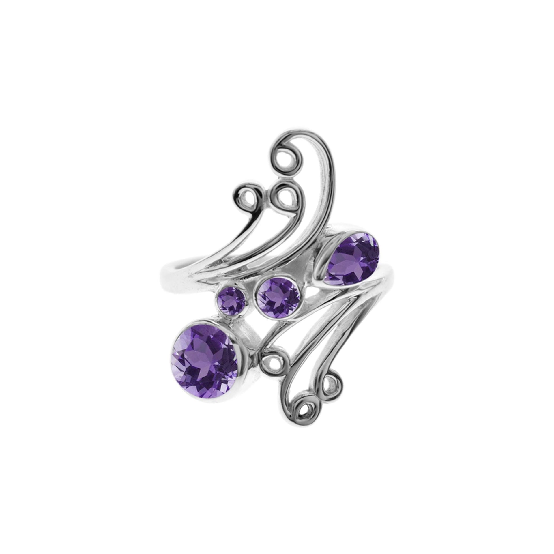 Ivy swirly ring with amethyst