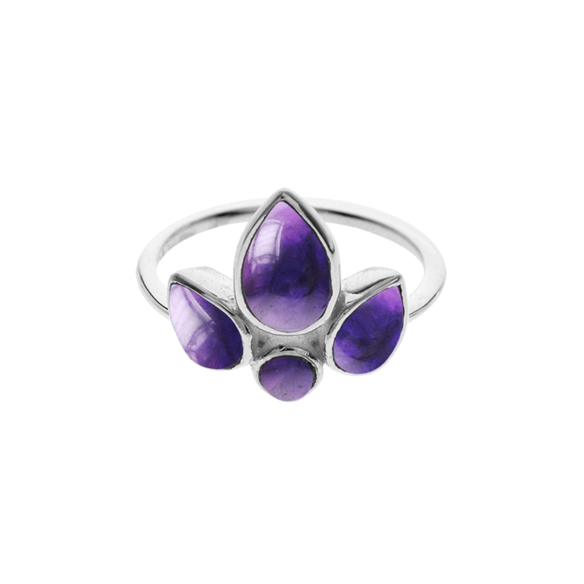 Lola fleur-de-lis clustered amethyst ring