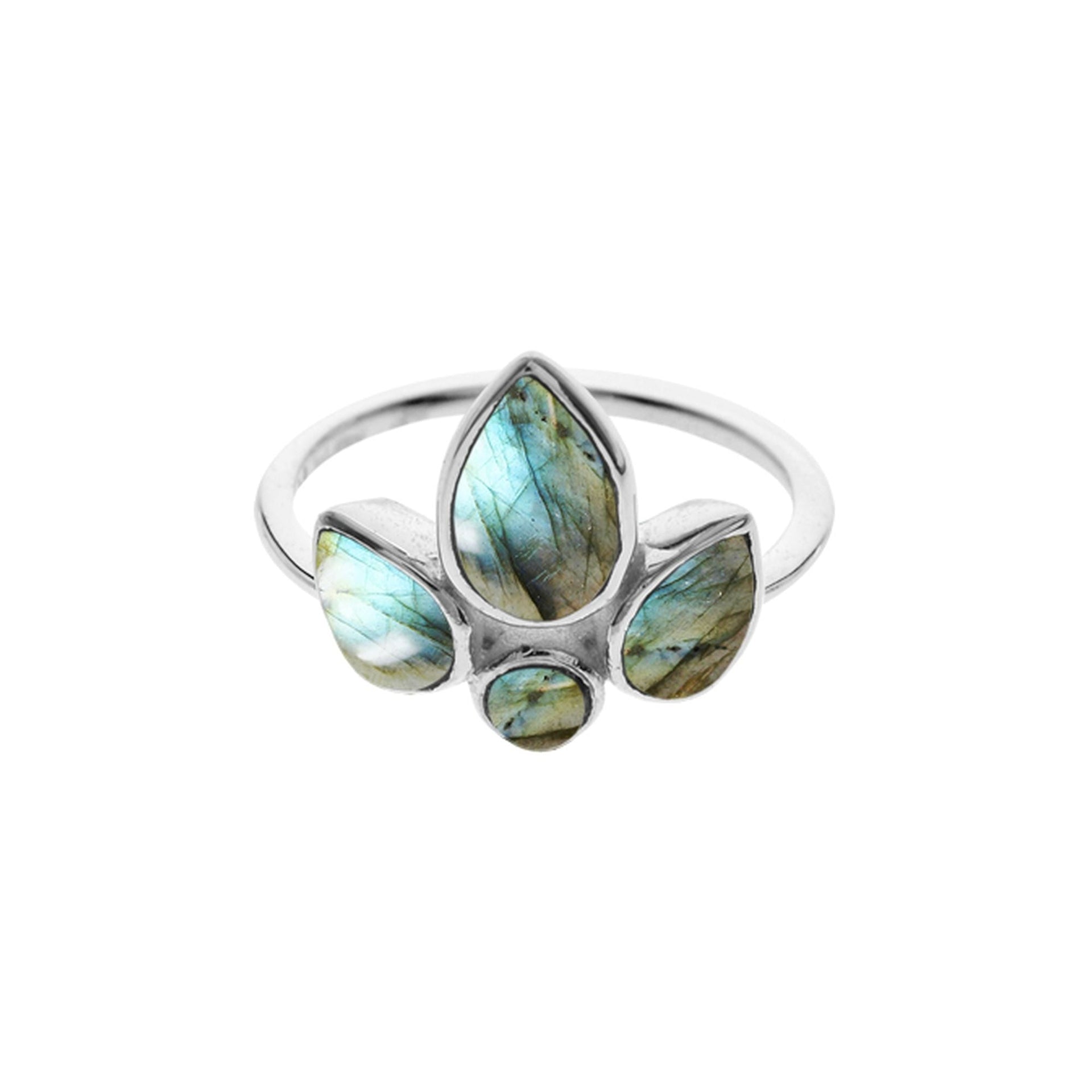 Lola fleur-de-lis clustered labradorite ring