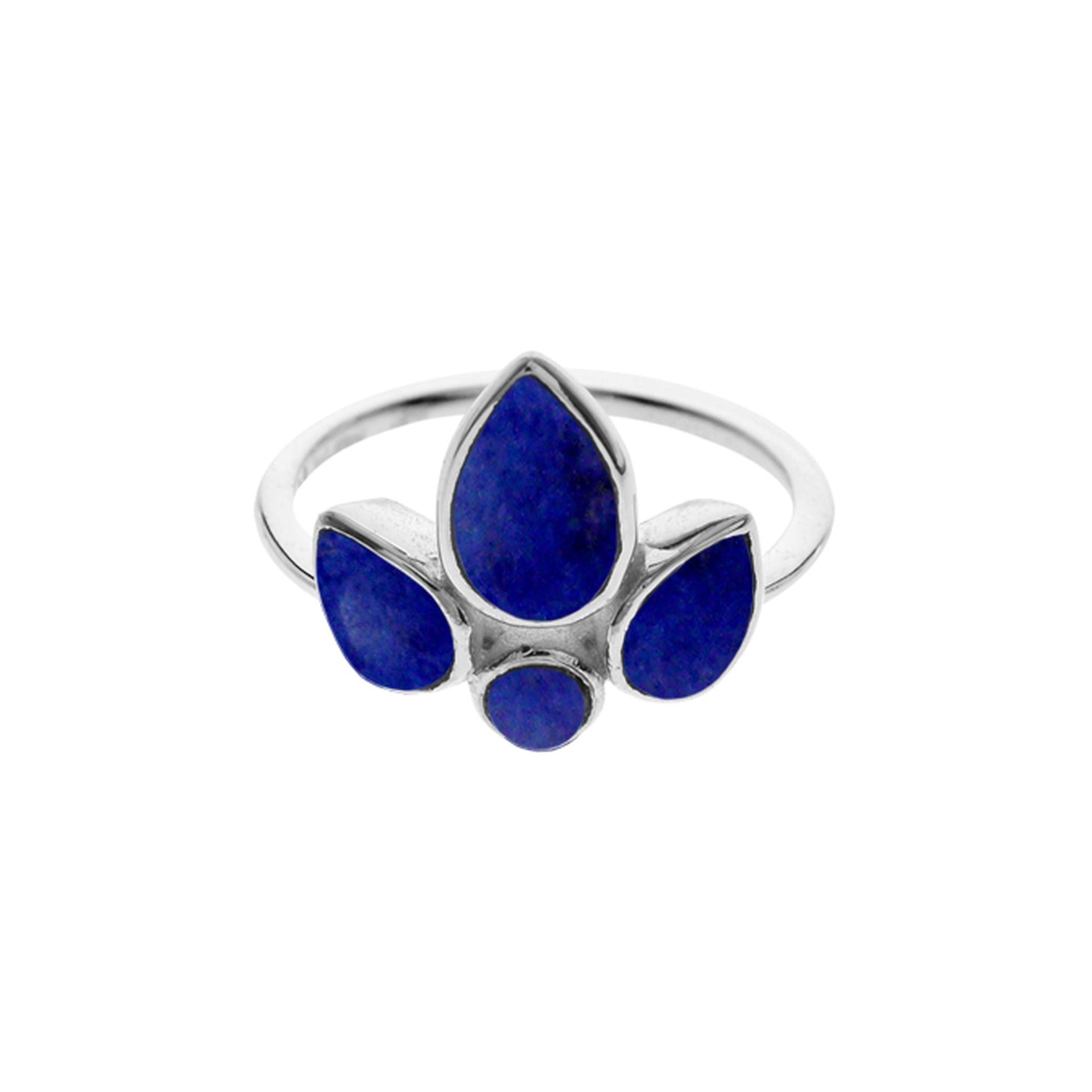 Lola fleur-de-lis clustered lapis lazuli ring