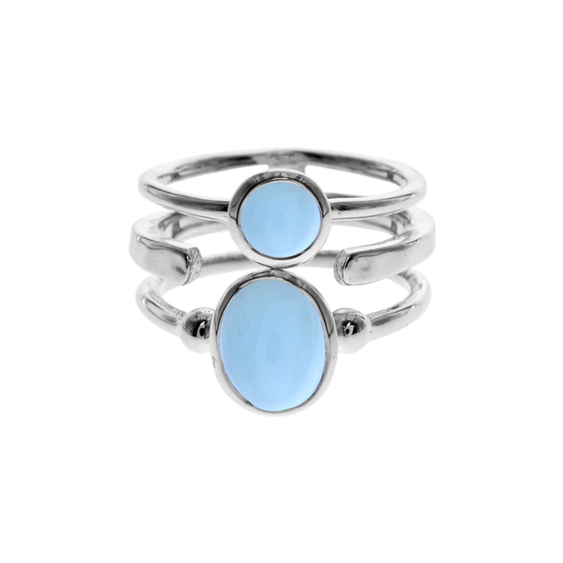 Amy triple band blue chalcedony ring