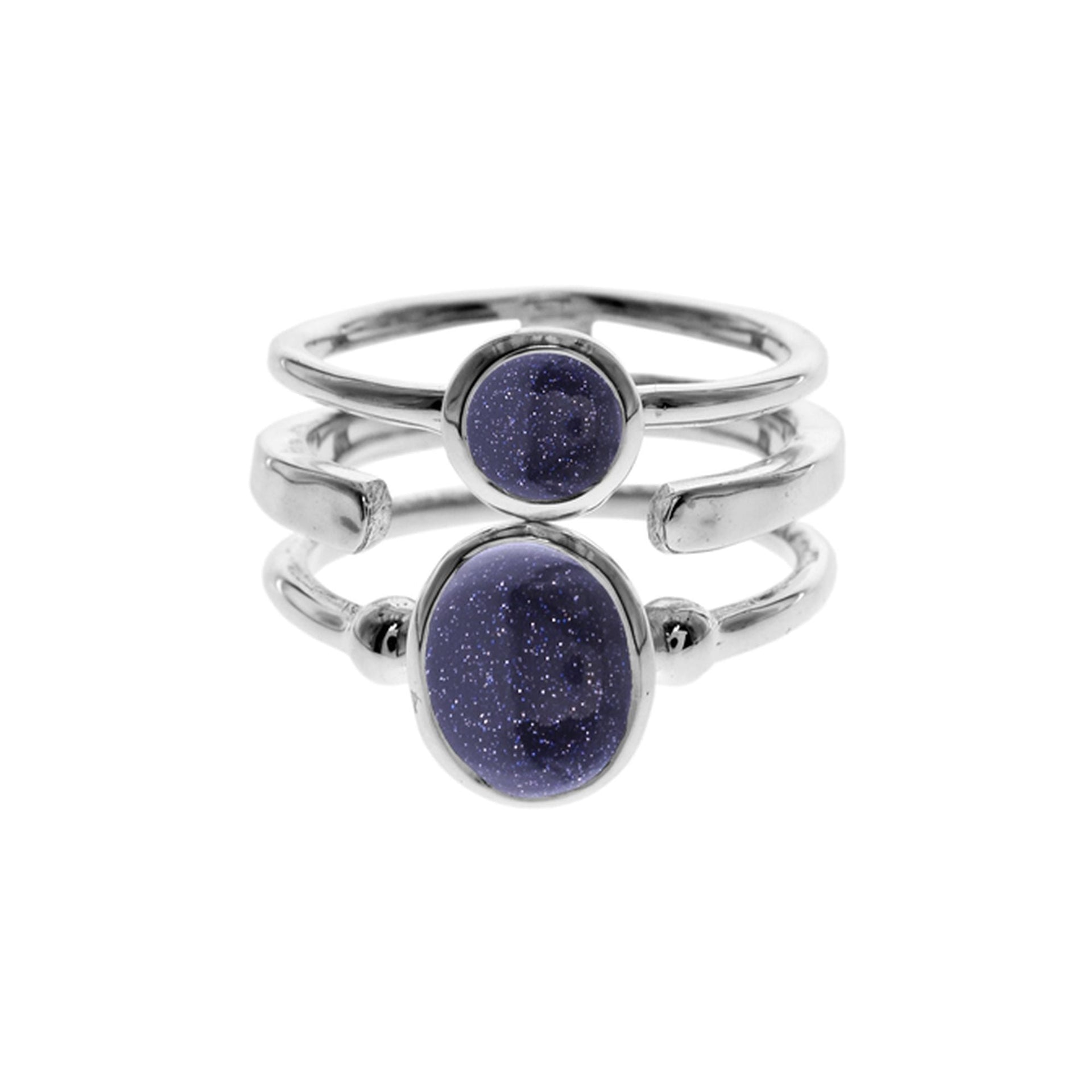 Amy triple band blue goldstone ring