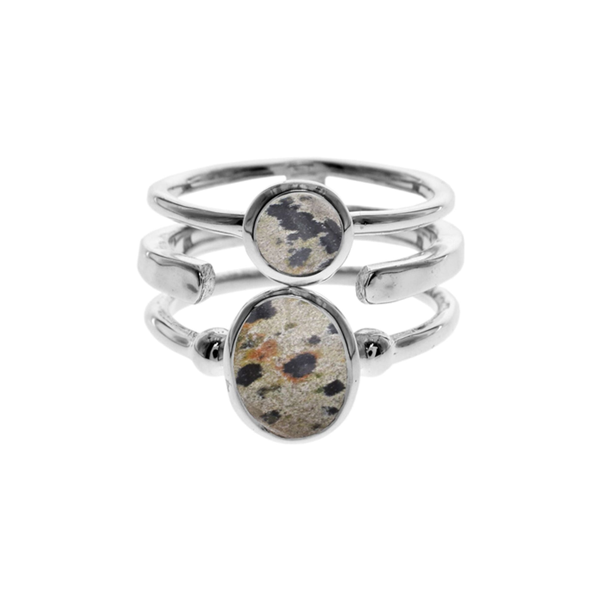 Amy triple band dalmatian jasper ring
