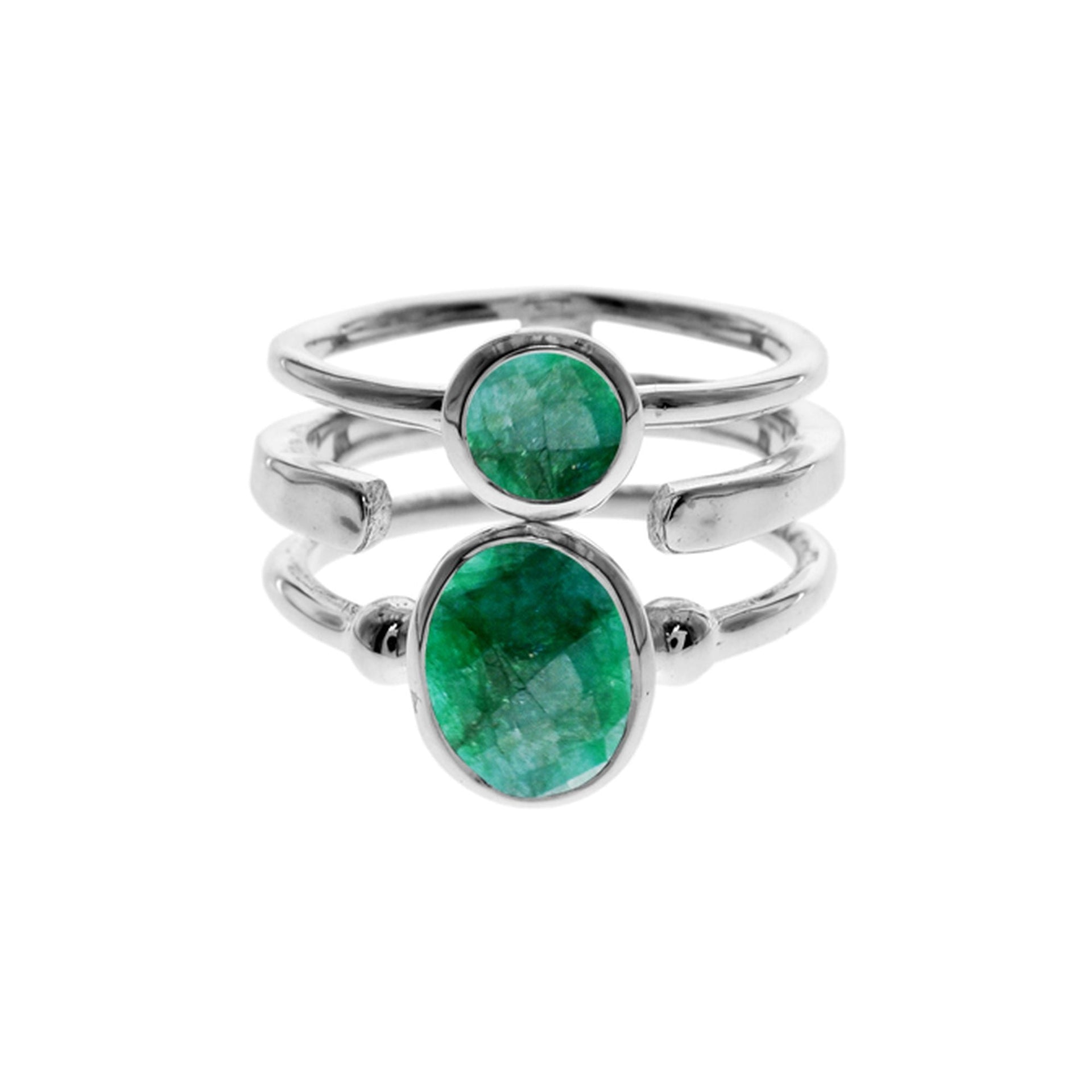 Amy triple band emerald quartz ring