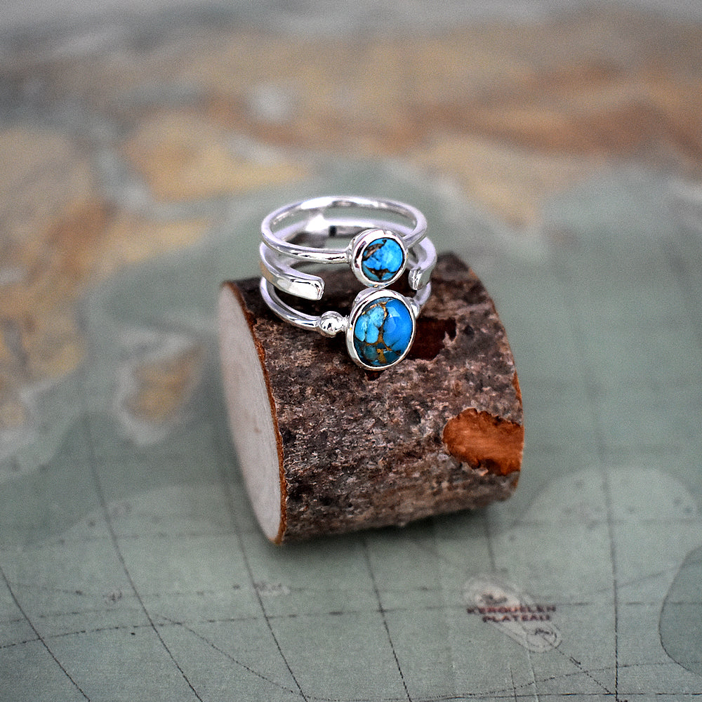 Amy triple band blue mohave turquoise ring
