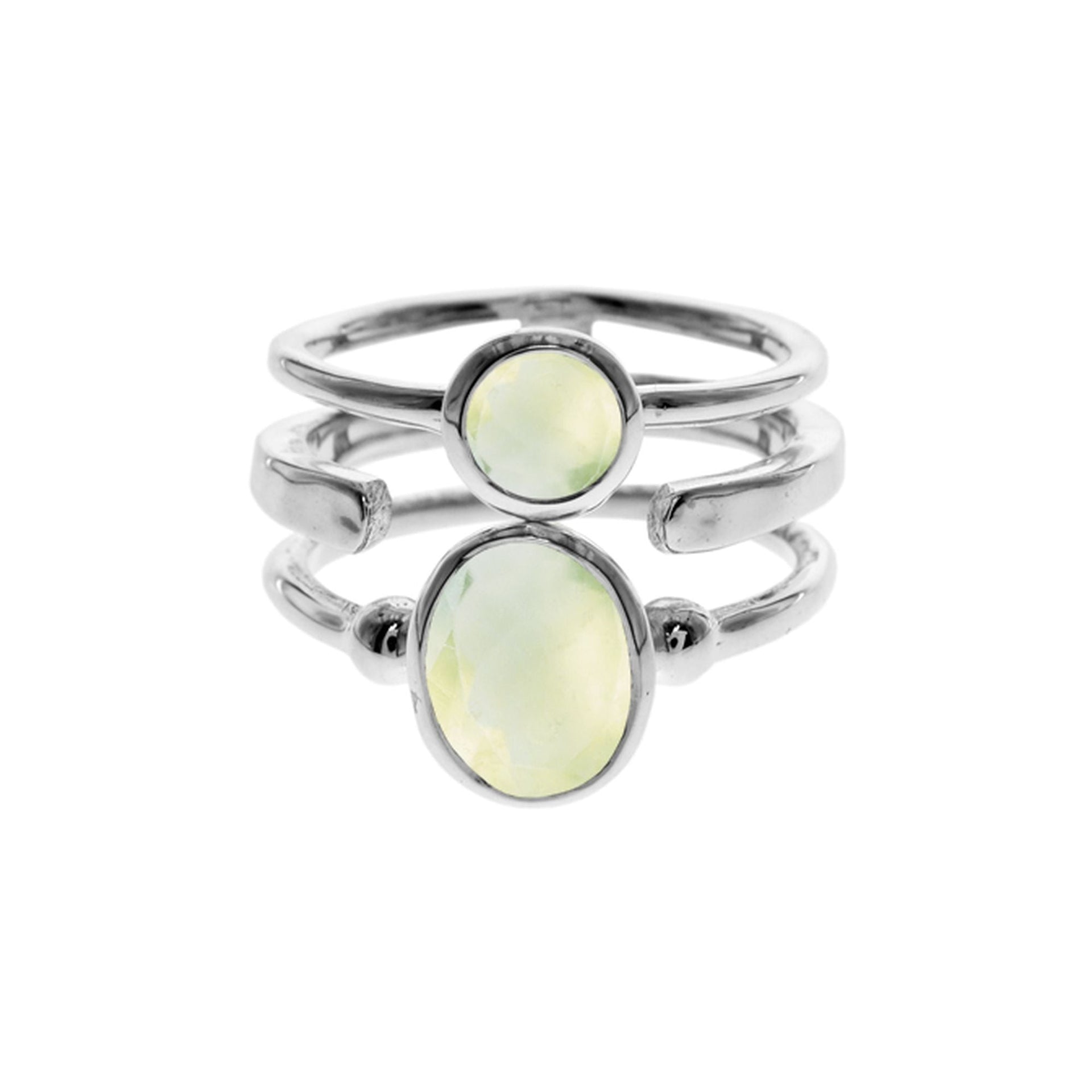 Amy triple band prehnite ring