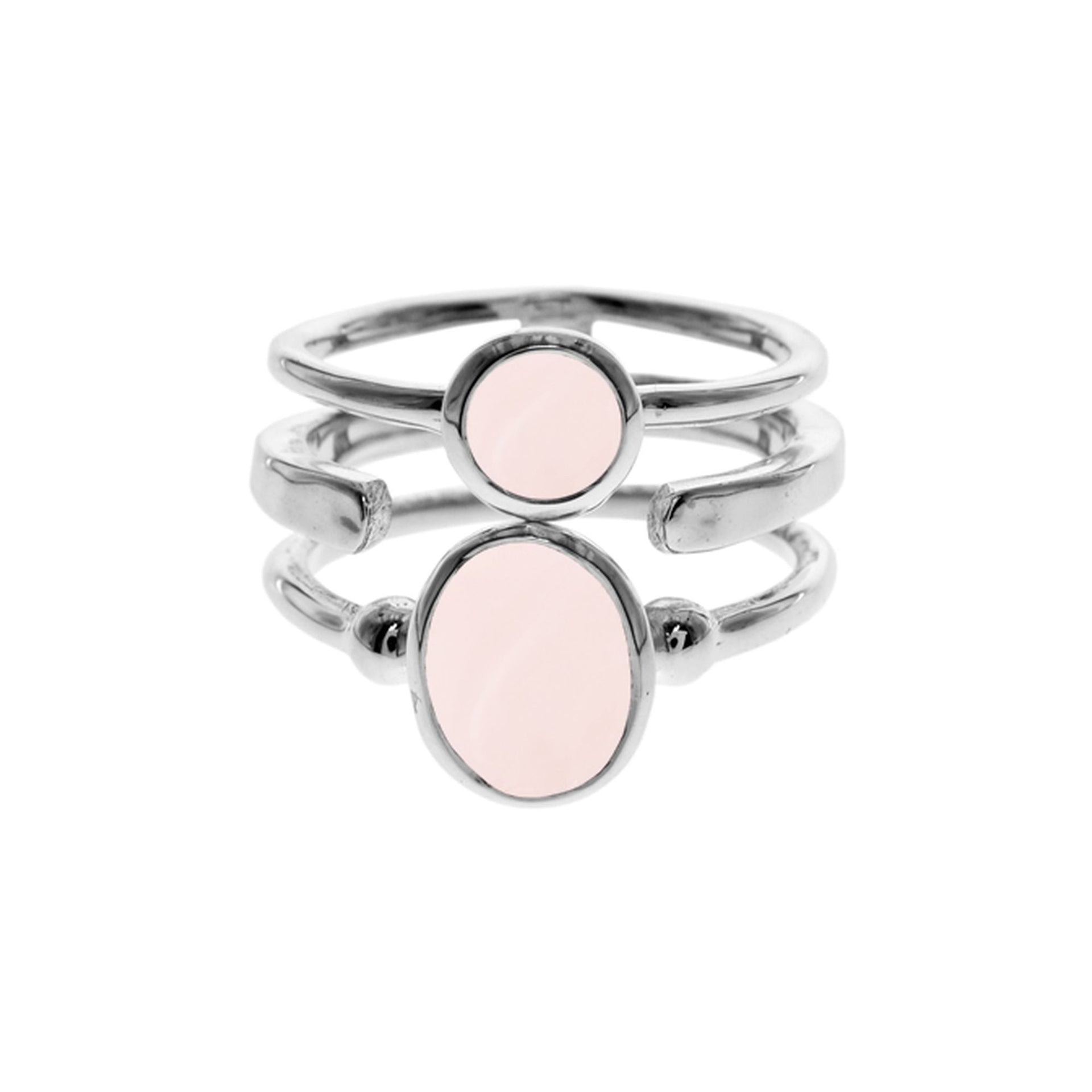 Amy triple band rose quartz ring