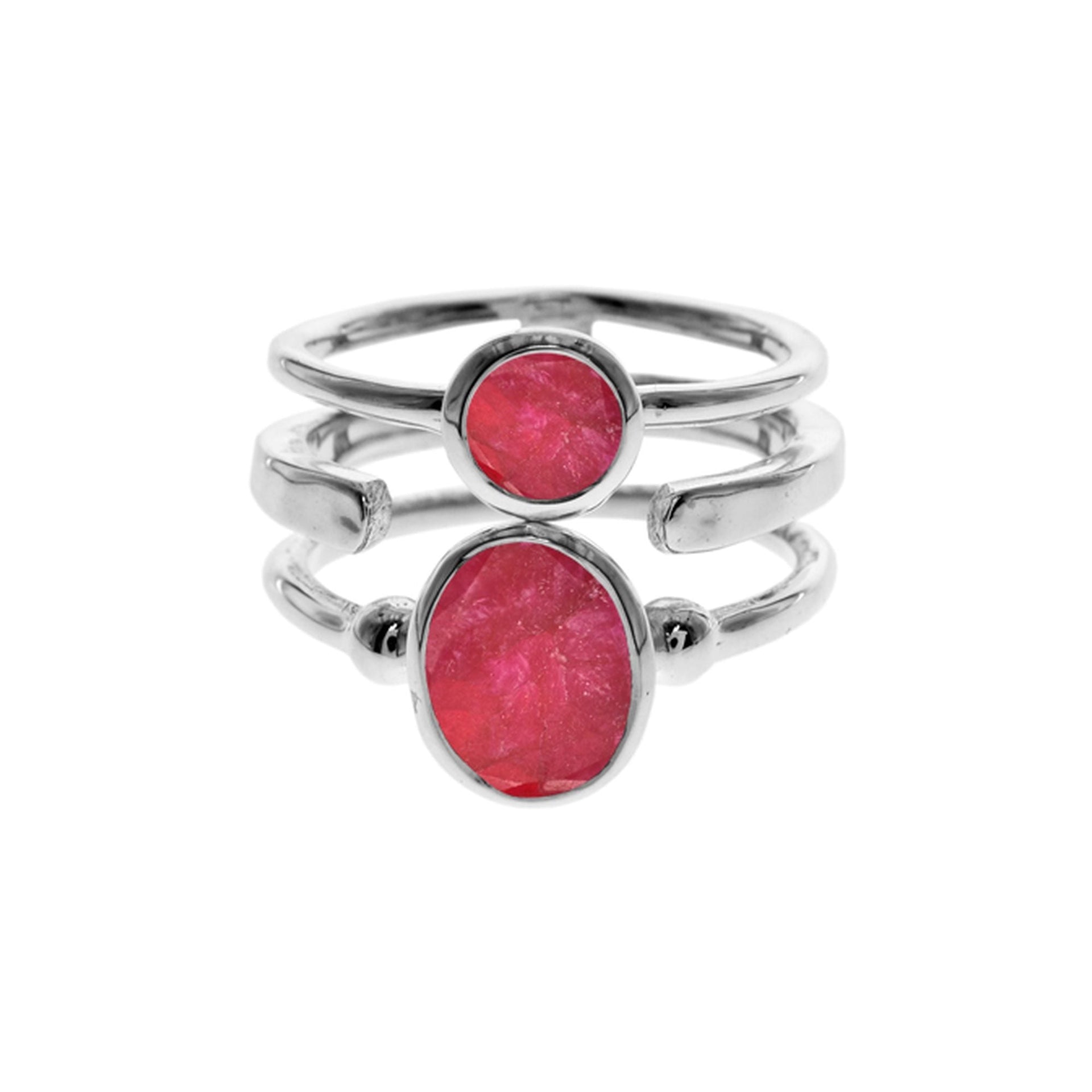 Amy triple band ruby quartz ring