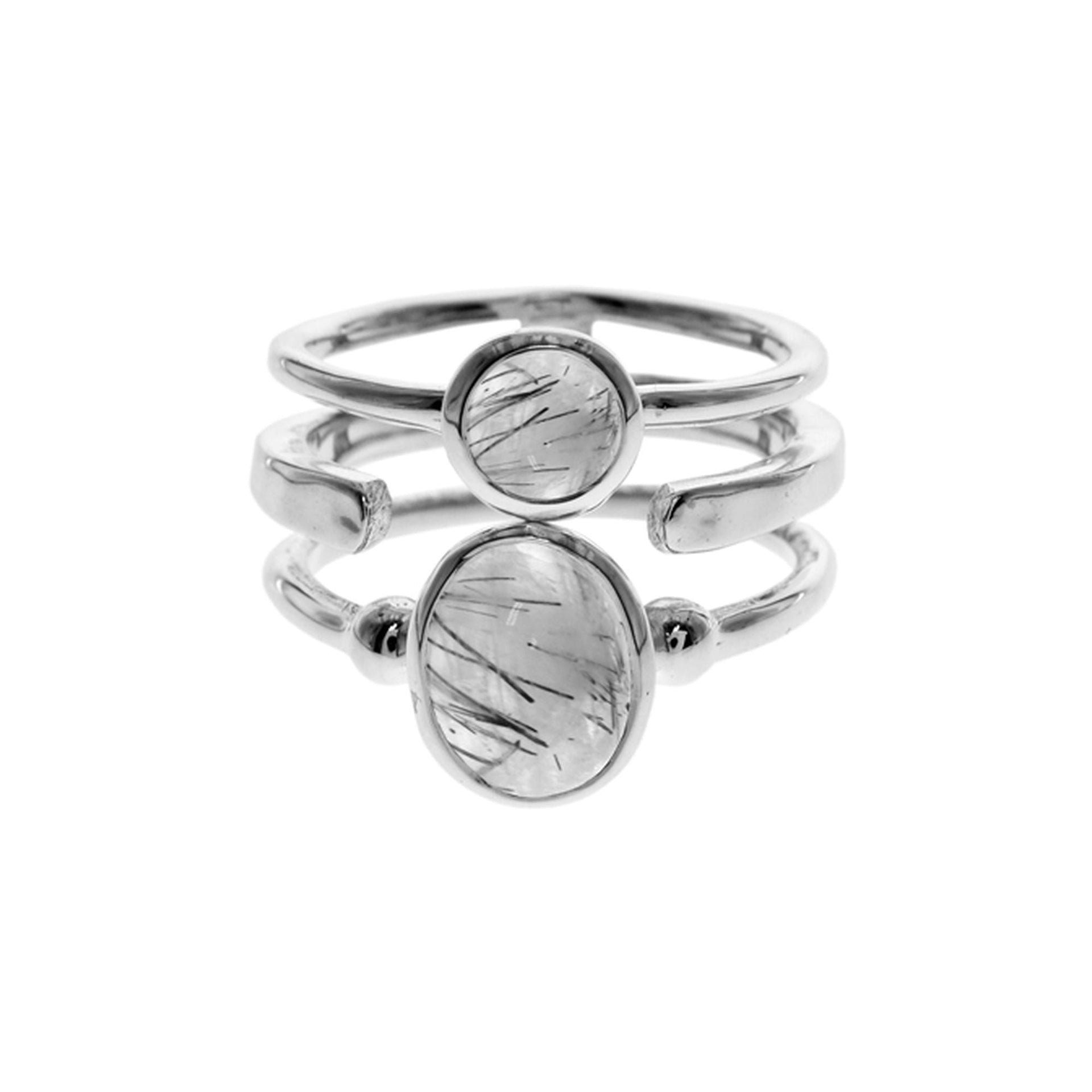 Amy triple band tourmalated quartz ring