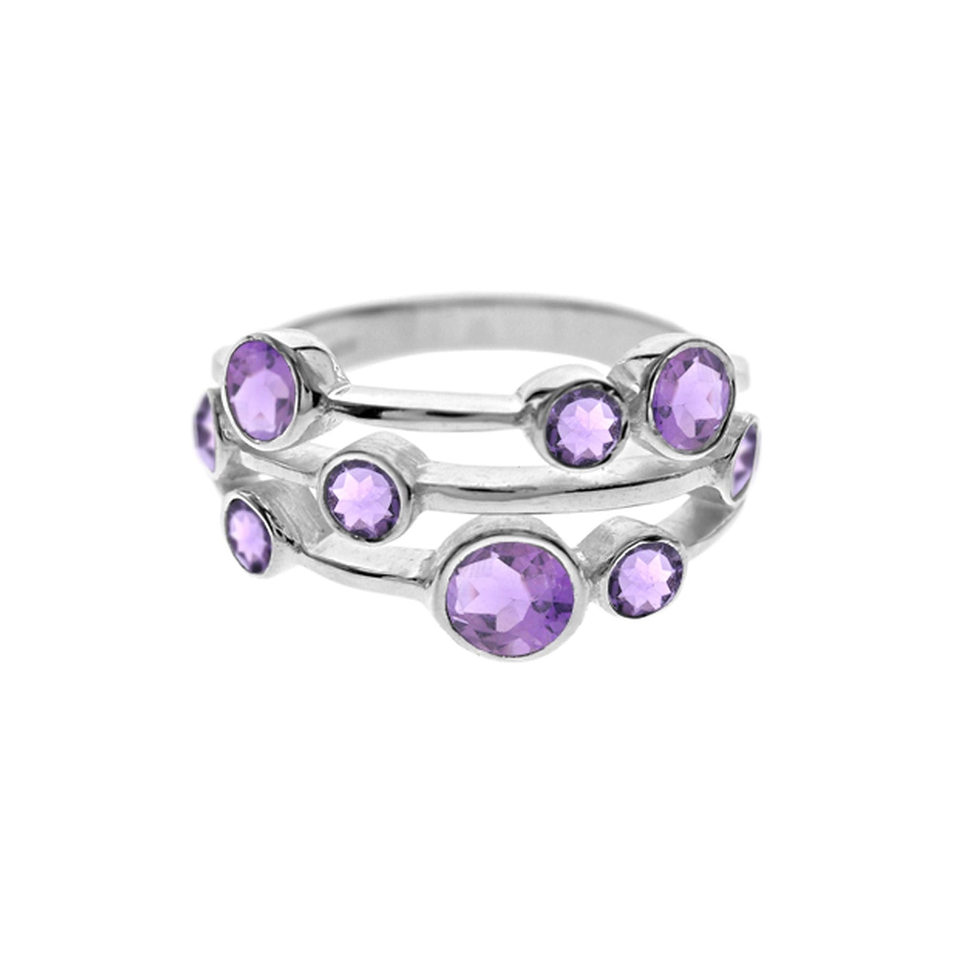 Lola nine stone amethyst facet ring