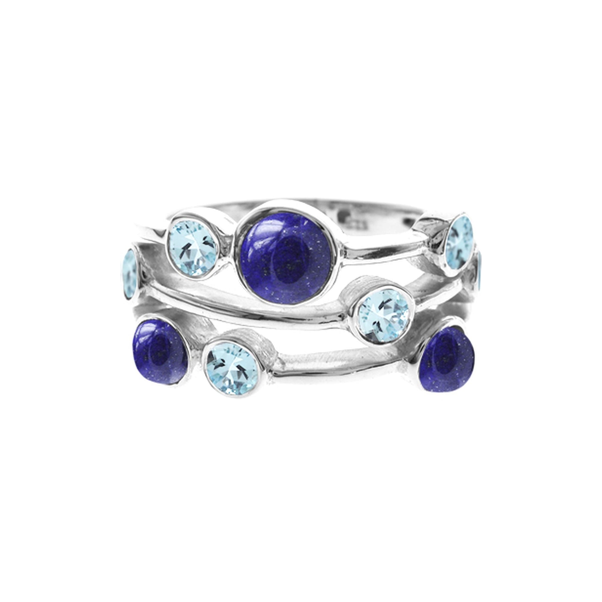 Lola nine stone lapis lazuli and blue topaz ring
