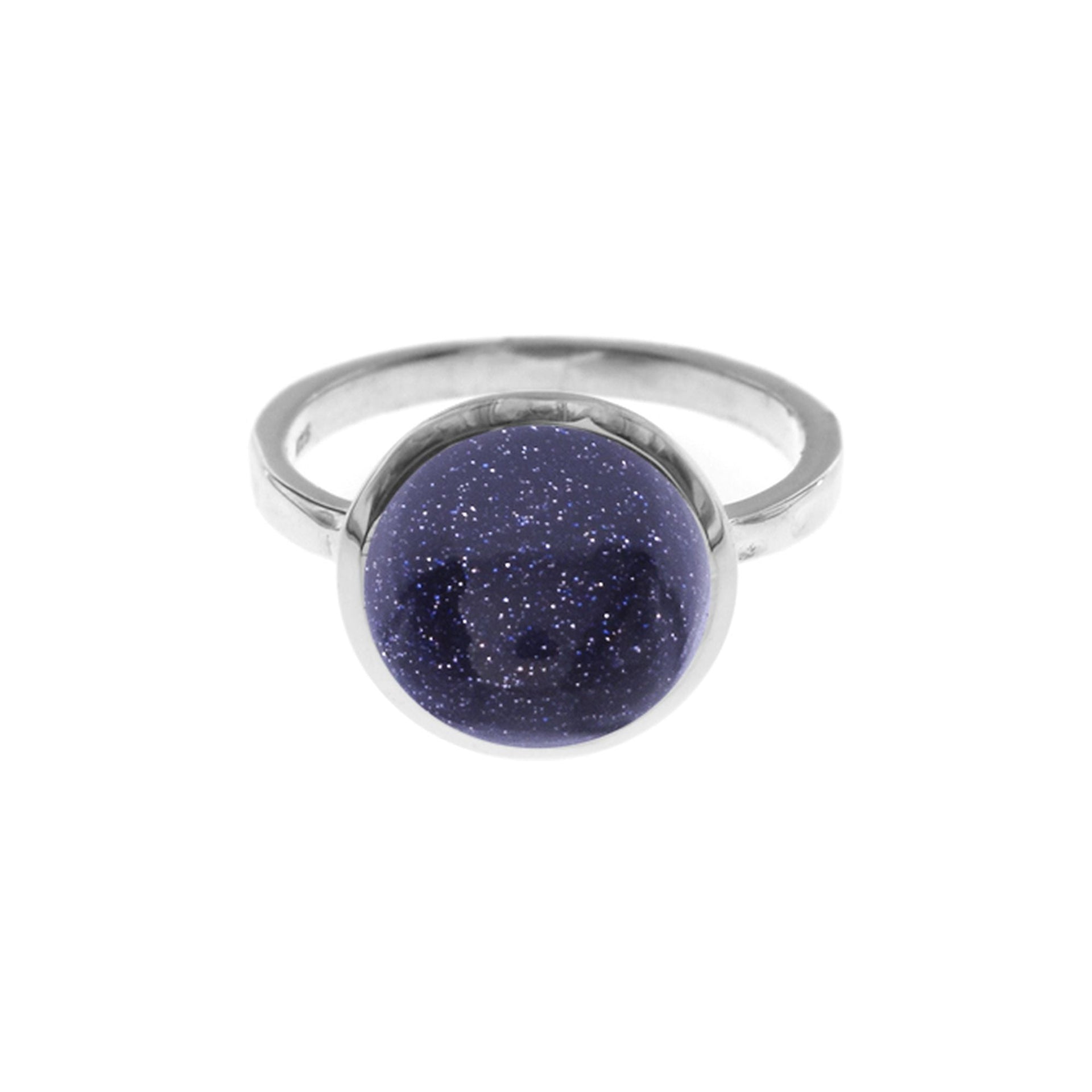 Lexi large round blue goldstone ring