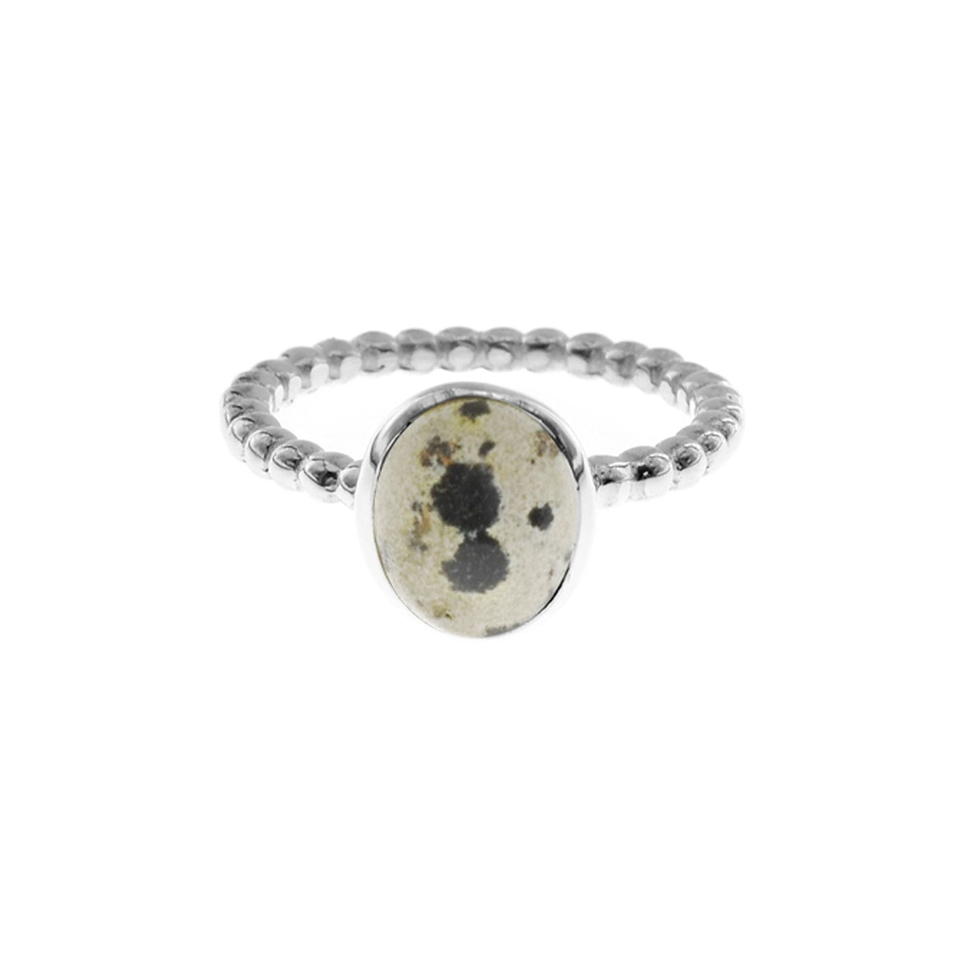 Lola oval dalmatian jasper bobble shank ring