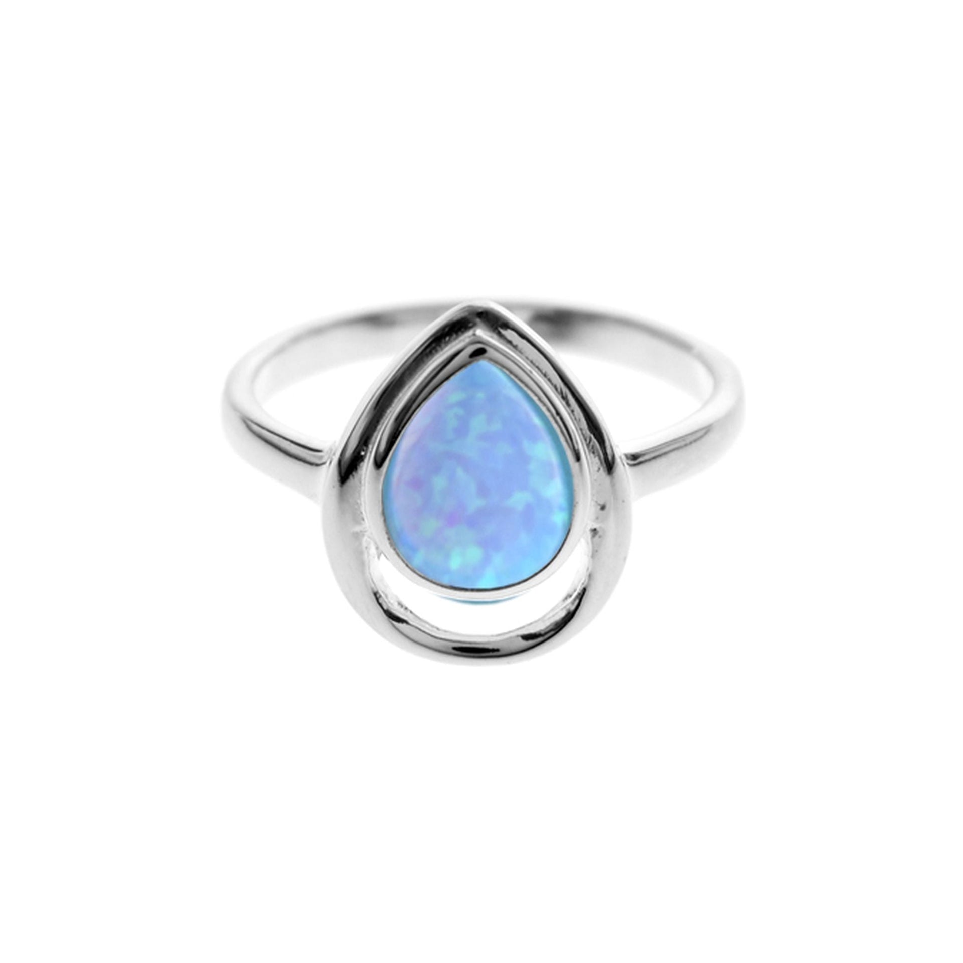 Angelica teardrop blue opalique wire ring