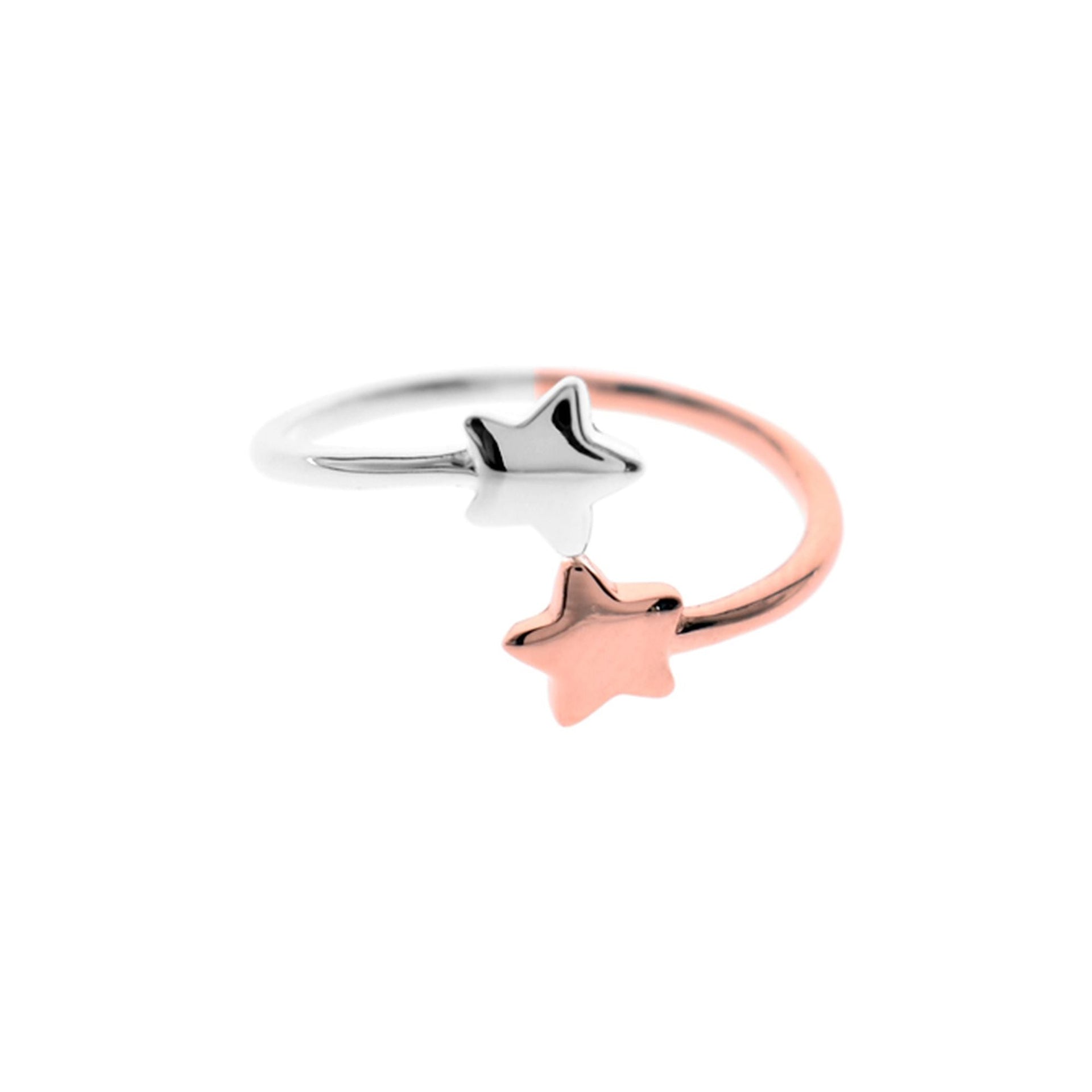 Double star crossover rose gold plated ring