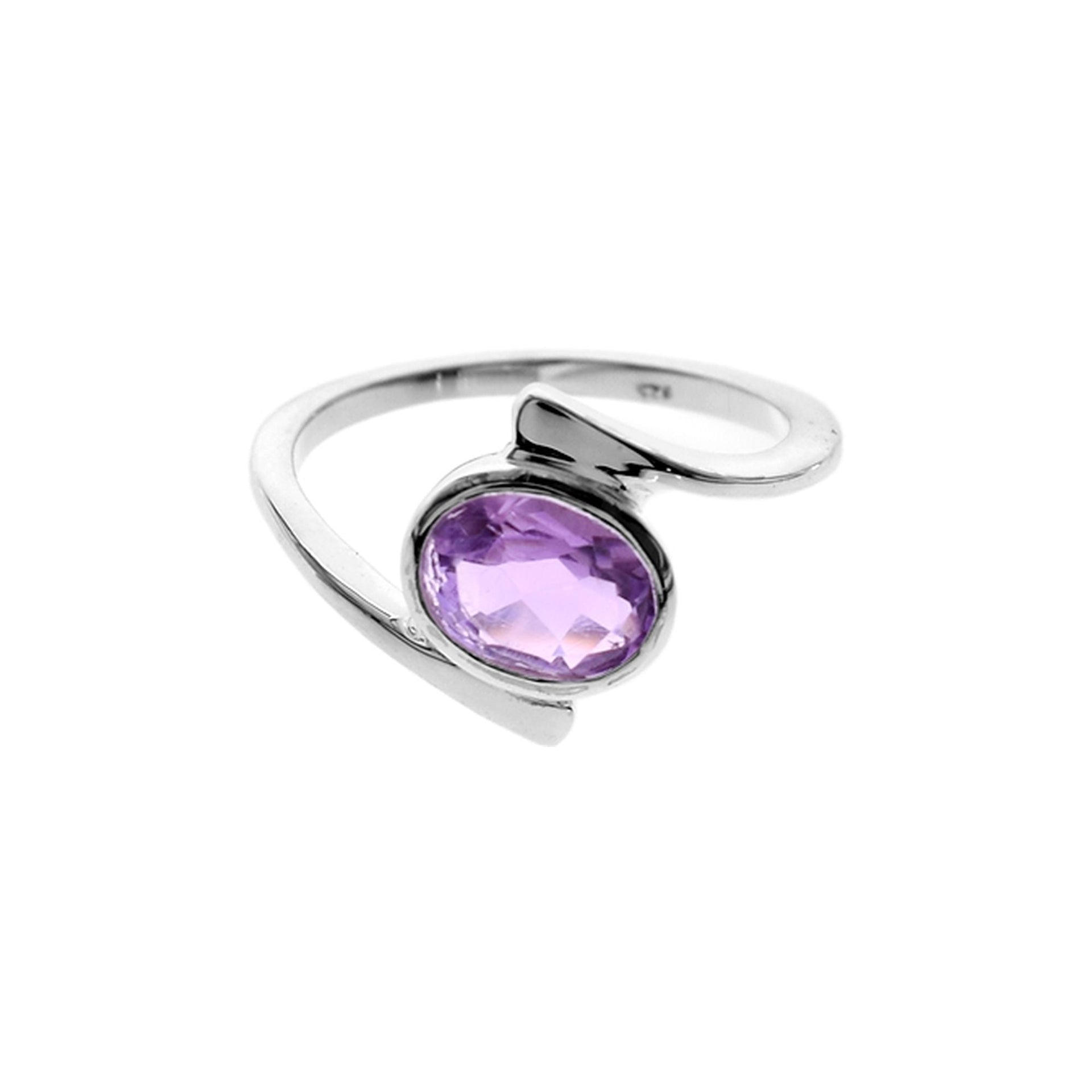 Ivy oval faceted amethyst abstract ring