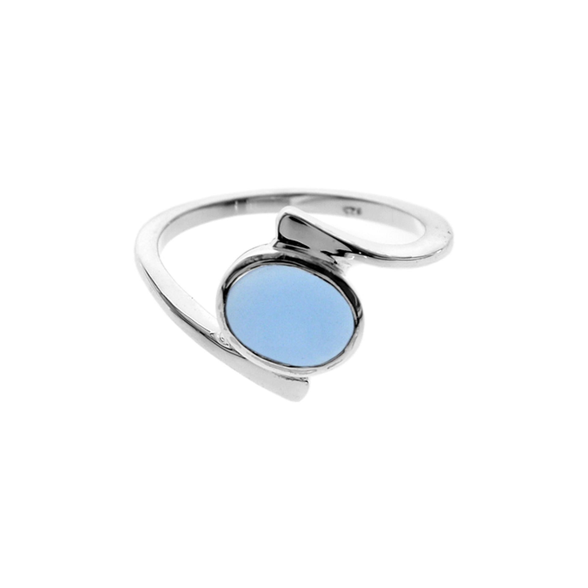 Ivy oval blue chalcedony abstract ring