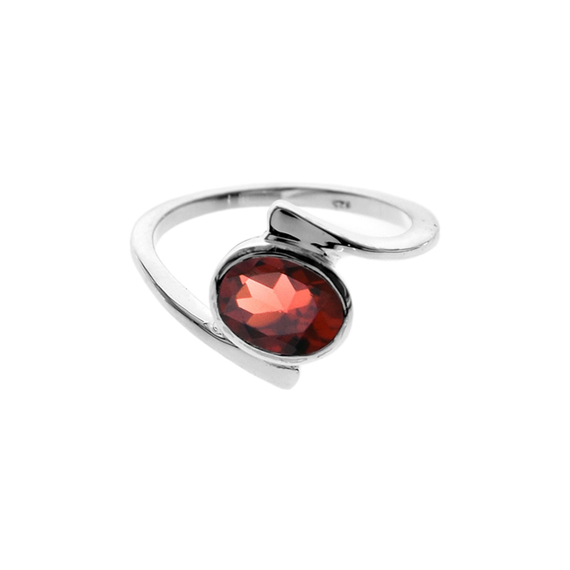 Ivy oval garnet facet abstract ring