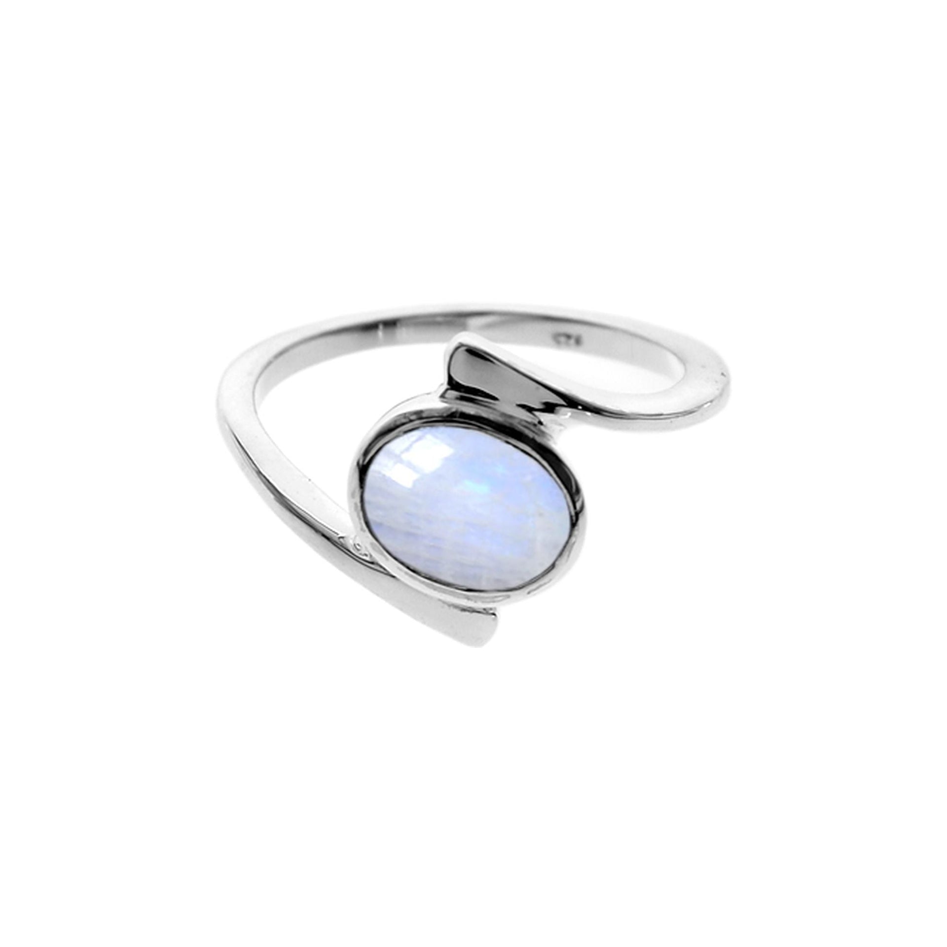 Ivy oval rainbow moonstone abstract ring