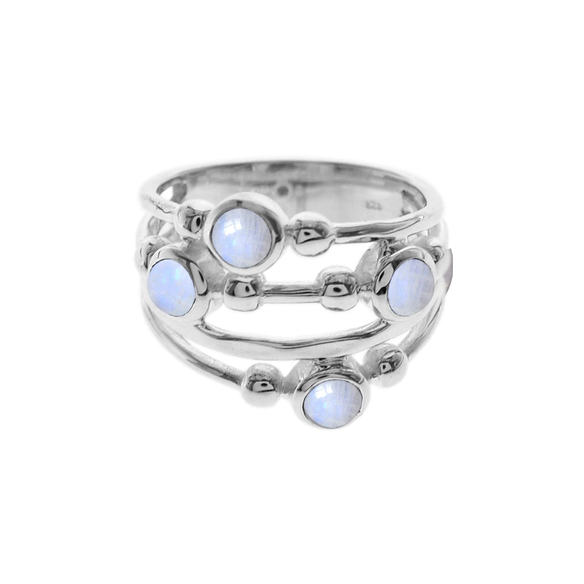 Amy four stone rainbow moonstone abstract ring