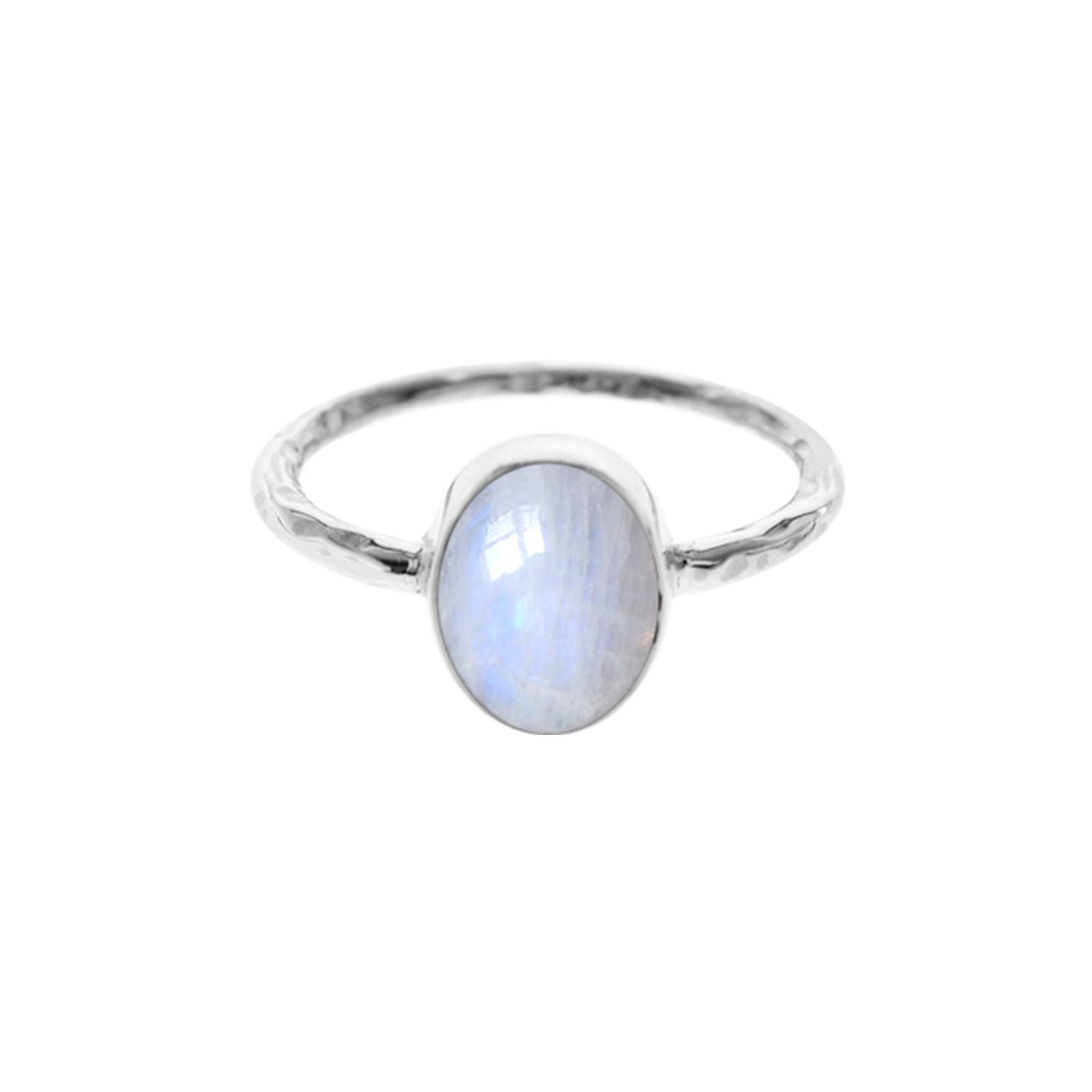 Lexi vertical oval rainbow moonstone ring