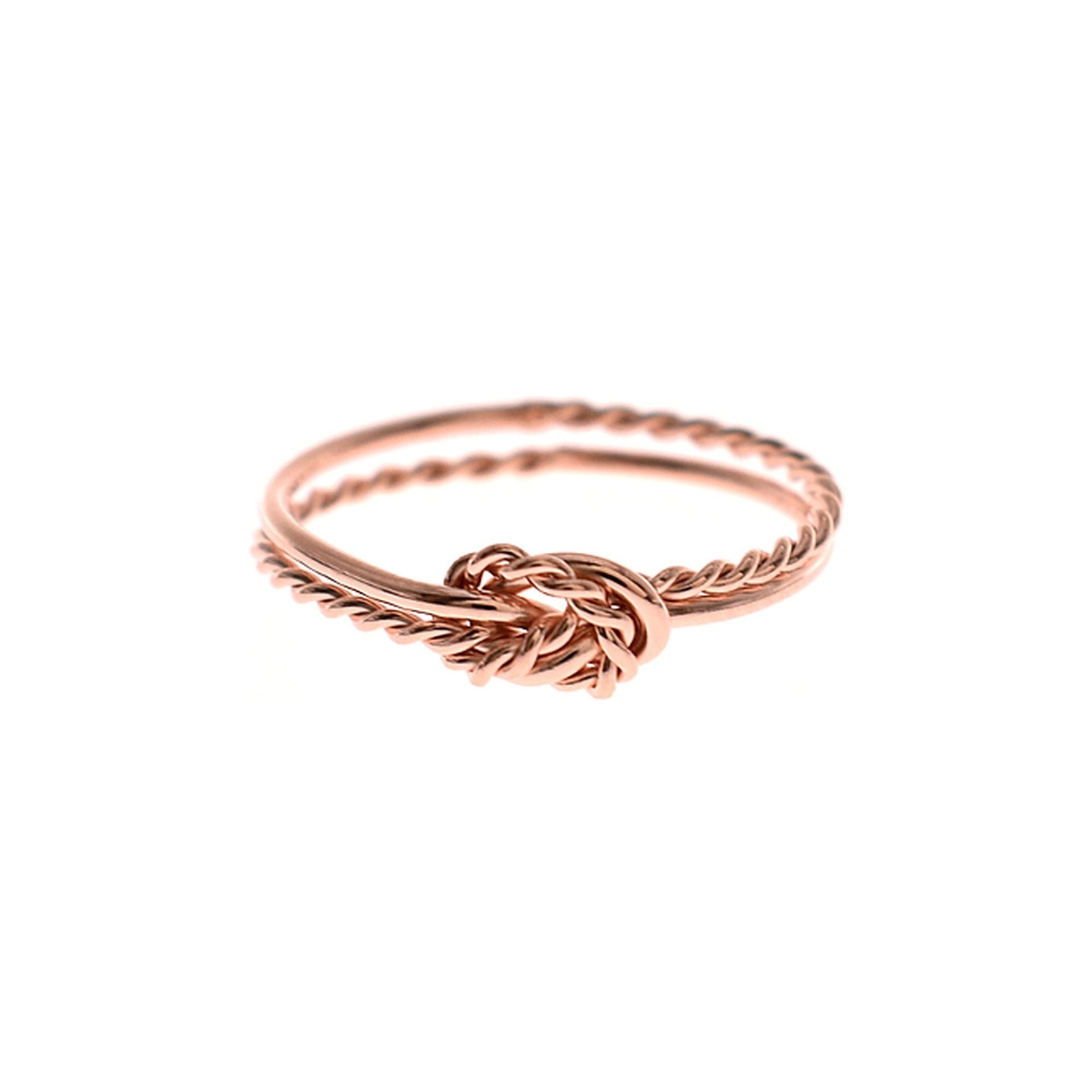 Twisted rope & knotted design rose gold plated ring