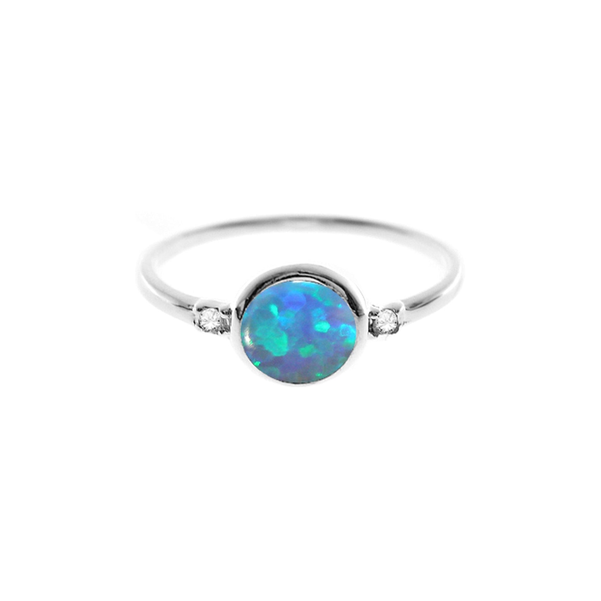 Alexis simple round blue opalique & CZ ring