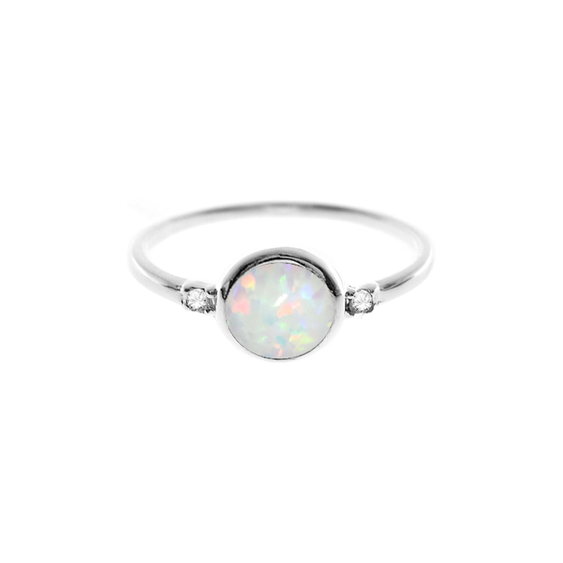 Alexis simple round white opalique & CZ ring