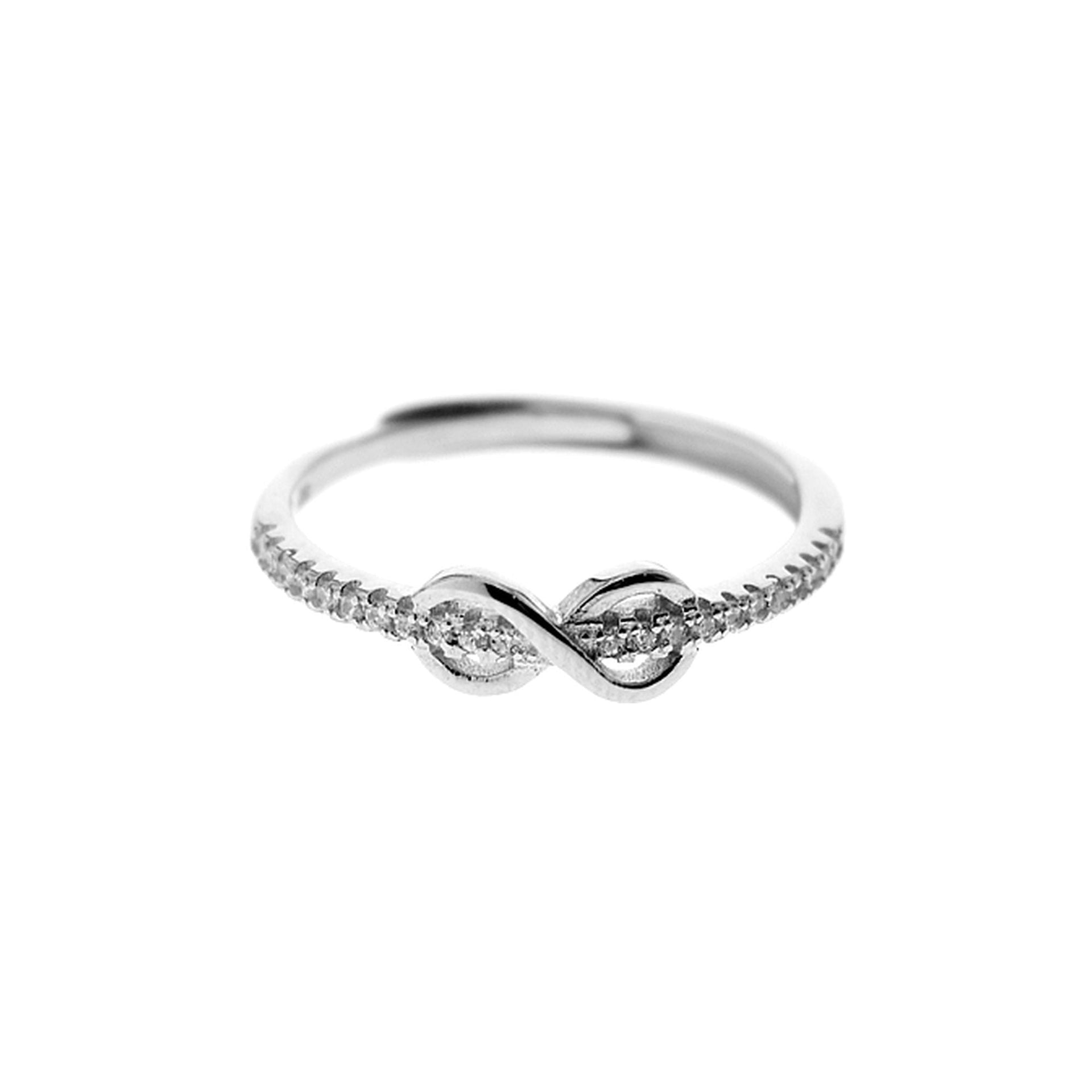 Carrie thread through infinity symbol CZ ring
