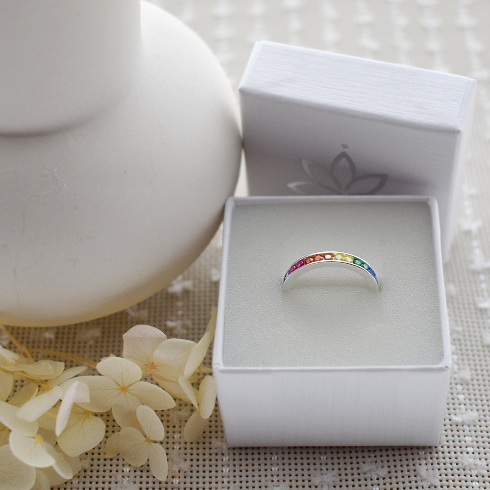 Callista rainbow CZ full eternity ring