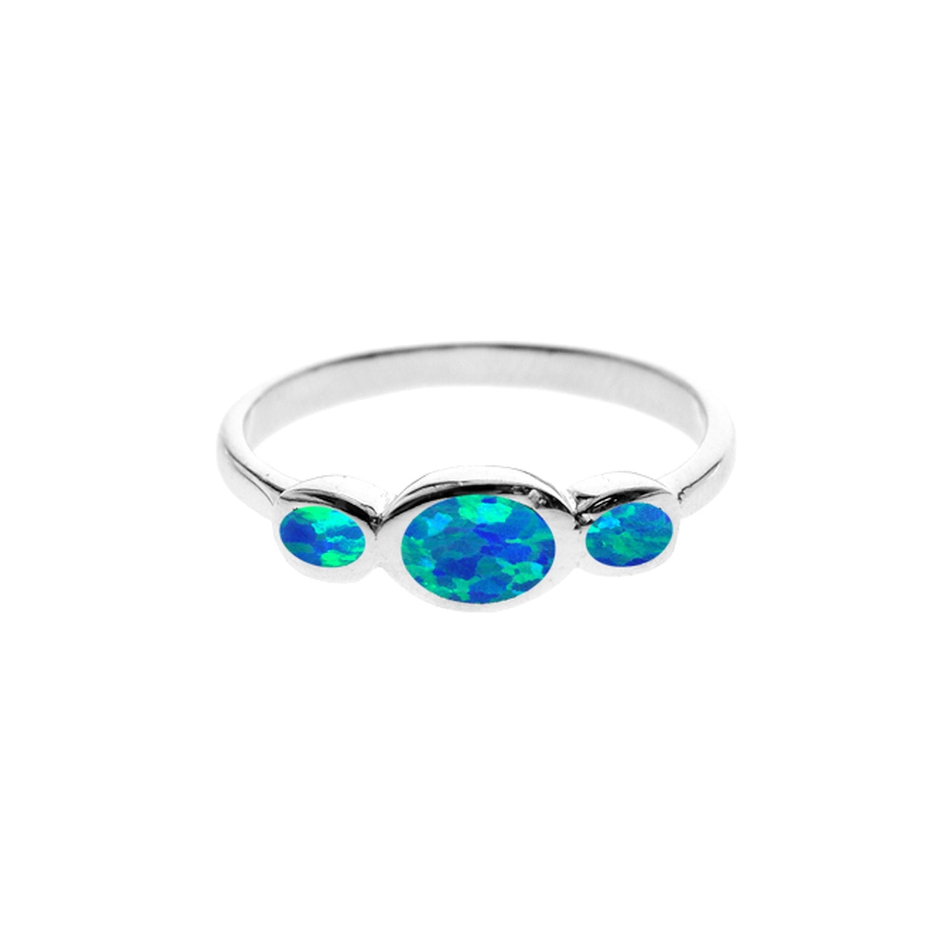 Diana triple oval blue opalique ring